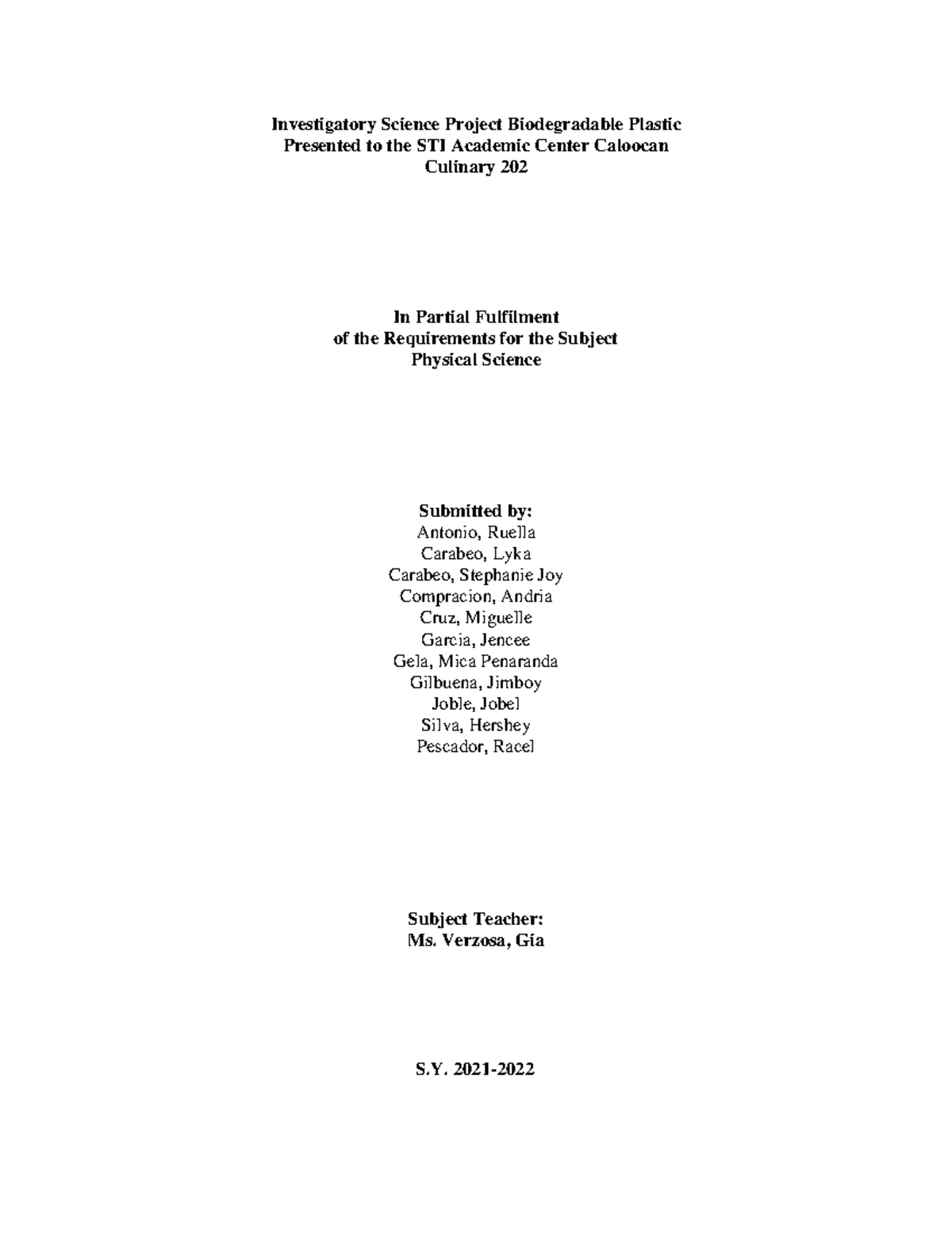 Investigatory Science Project Verzosa Gia S 2021 PRODUCT PROPOSAL