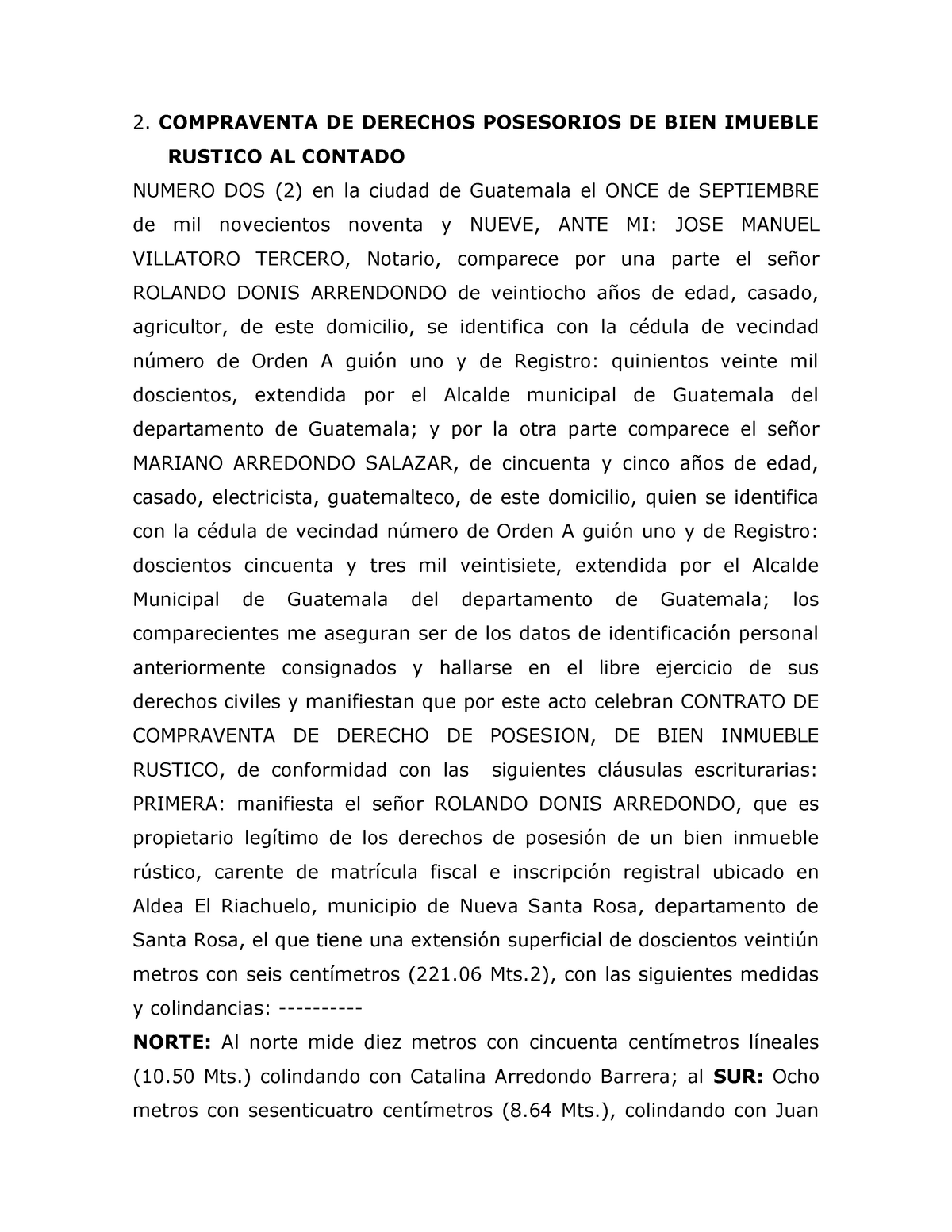 Contrato De Compraventa De Derechos Posesorios Alexis 3771