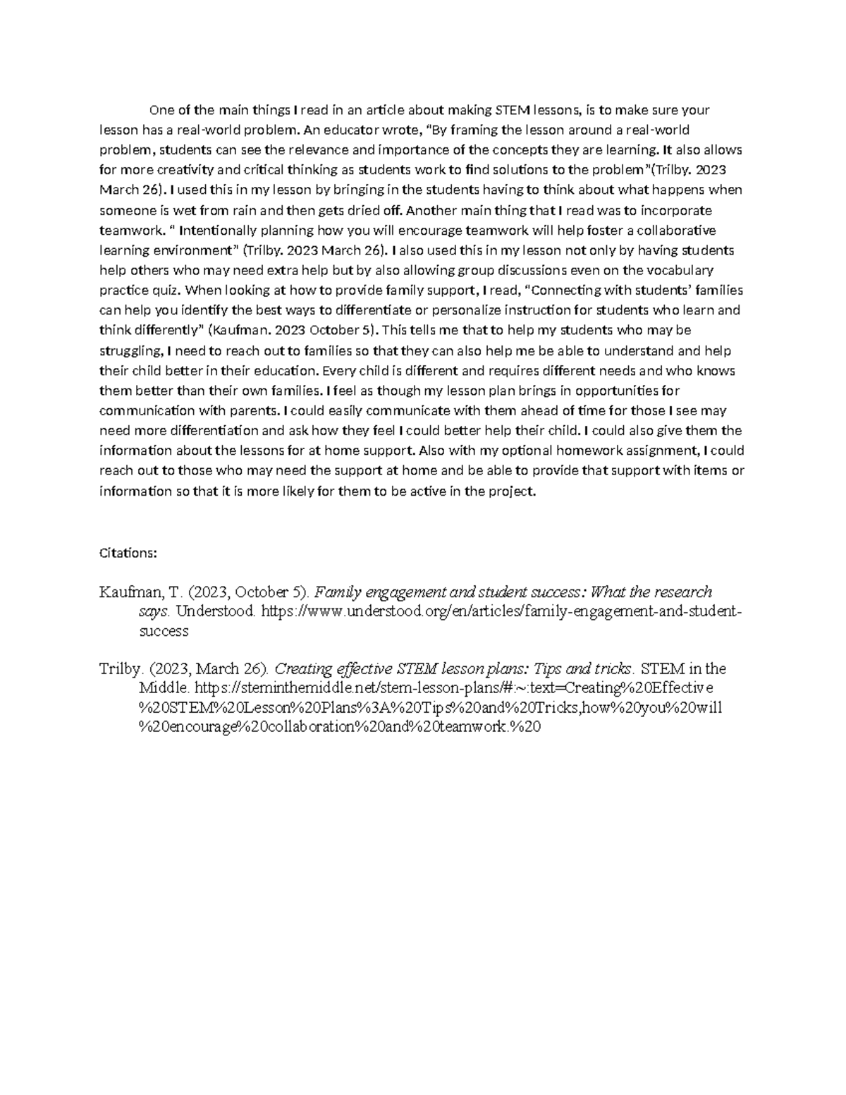 Summary ELM Lesson Plan - One of the main things I read in an article ...