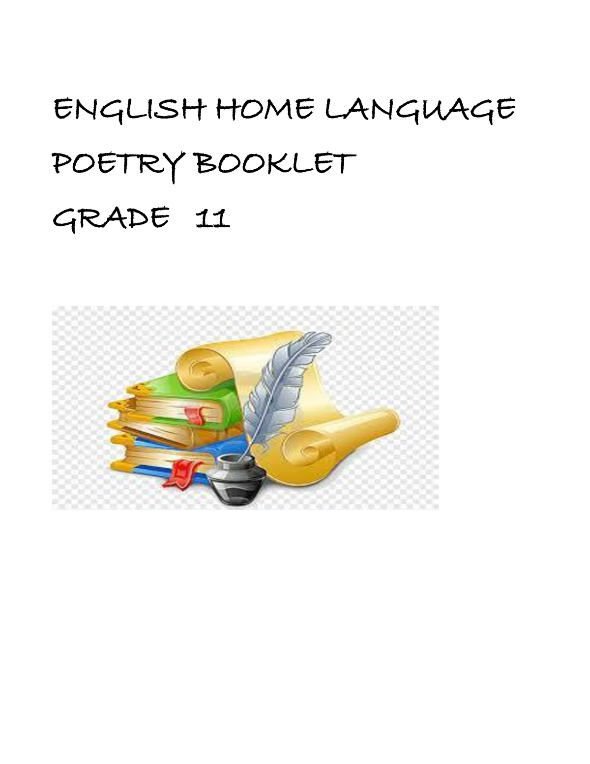 Grade 11 Poetry ENGLISH HOME LANGUAGE POETRY BOOKLET GRADE 11 GRADE   Thumb 1200 1553 