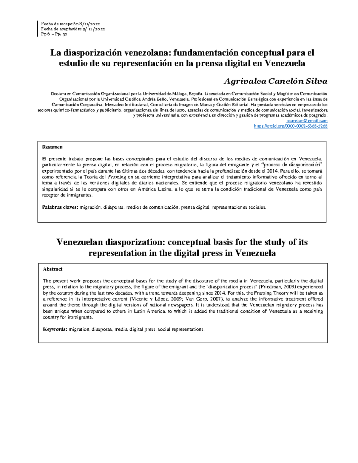 Agrivalca+Canel%C3%B3n+-+Diasporizaci%C3%B3n+ - FFecha de aceptación: 5 ...