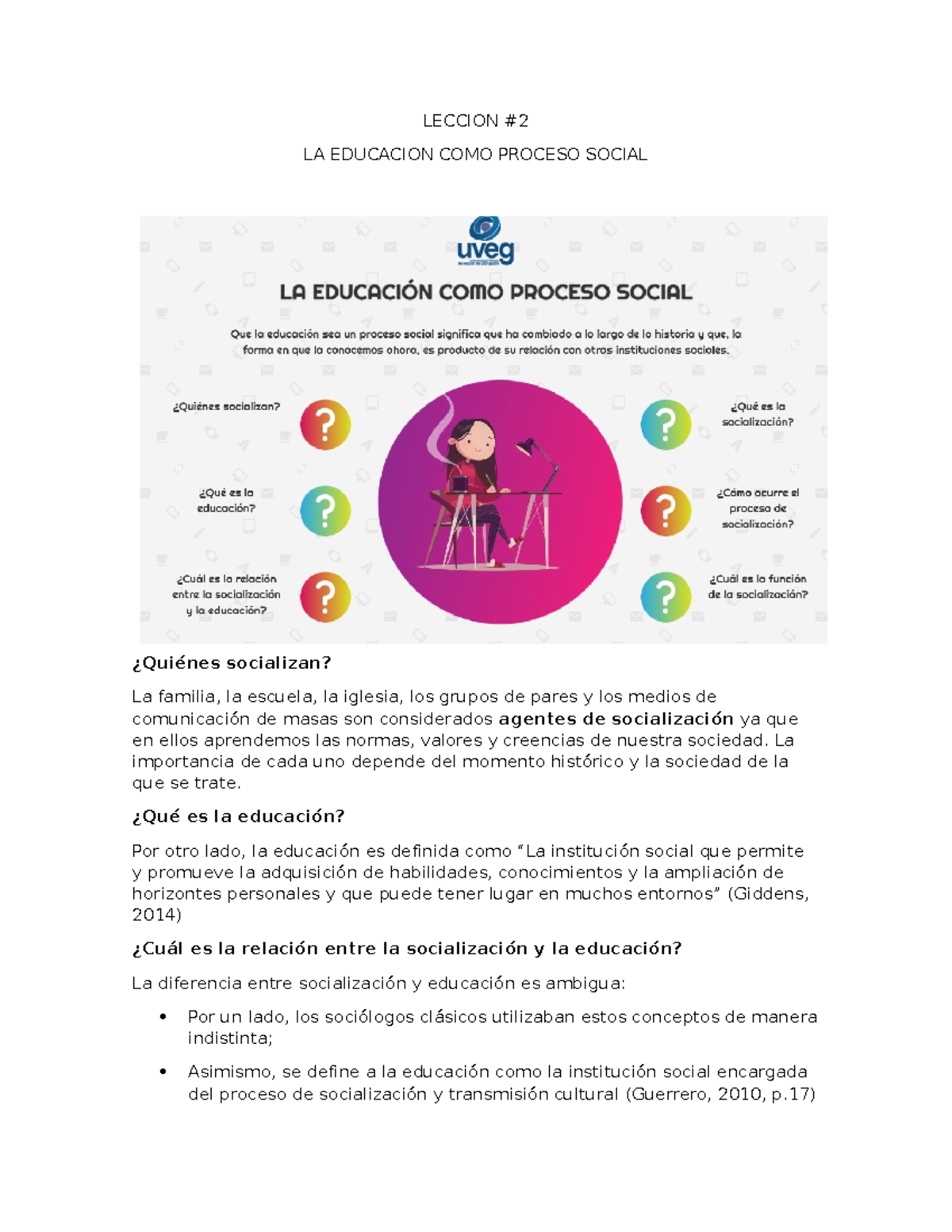Leccion 2 - CLASE - LECCION LA EDUCACION COMO PROCESO SOCIAL ¿Quiénes ...