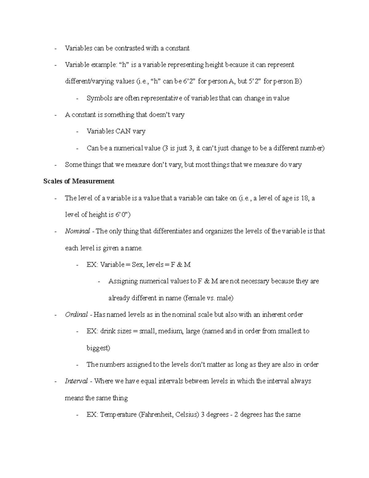 Module 1.1 Lecture Notes - Variables can be contrasted with a constant ...