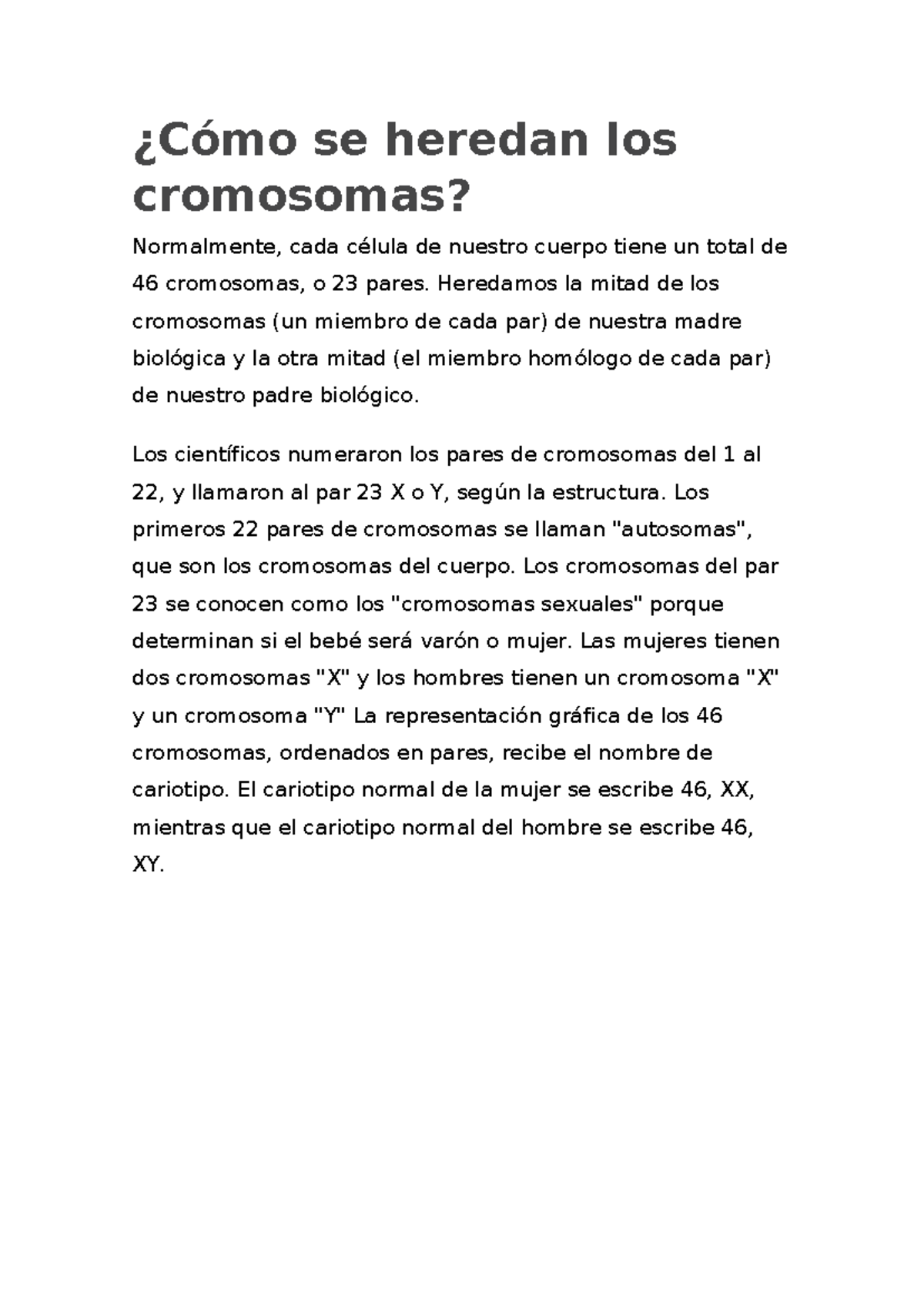 Cómo Se Heredan Los Cromosomas - ¿Cómo Se Heredan Los Cromosomas ...