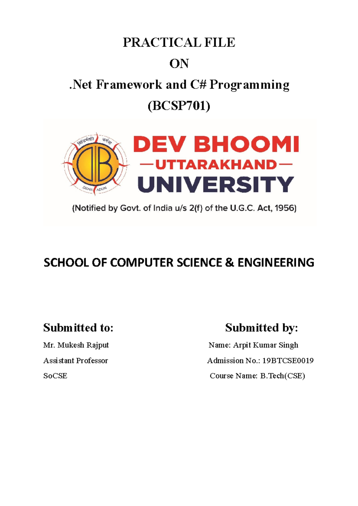 Arpit Dot NET Practical file - PRACTICAL FILE ON .Net Framework and C# ...