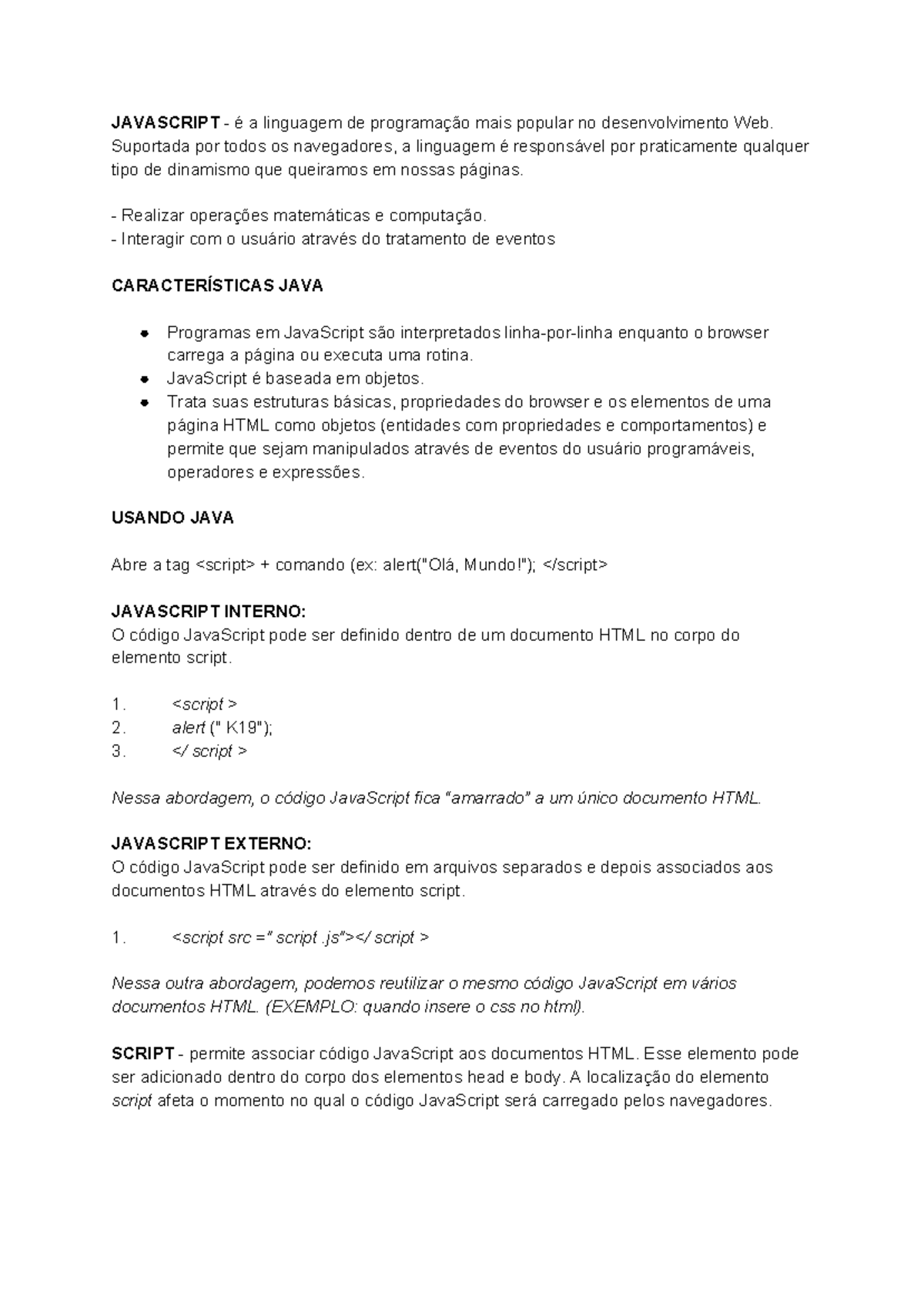 Dispositivos Móveis - Resumo para A1 - JAVASCRIPT - é a linguagem de ...