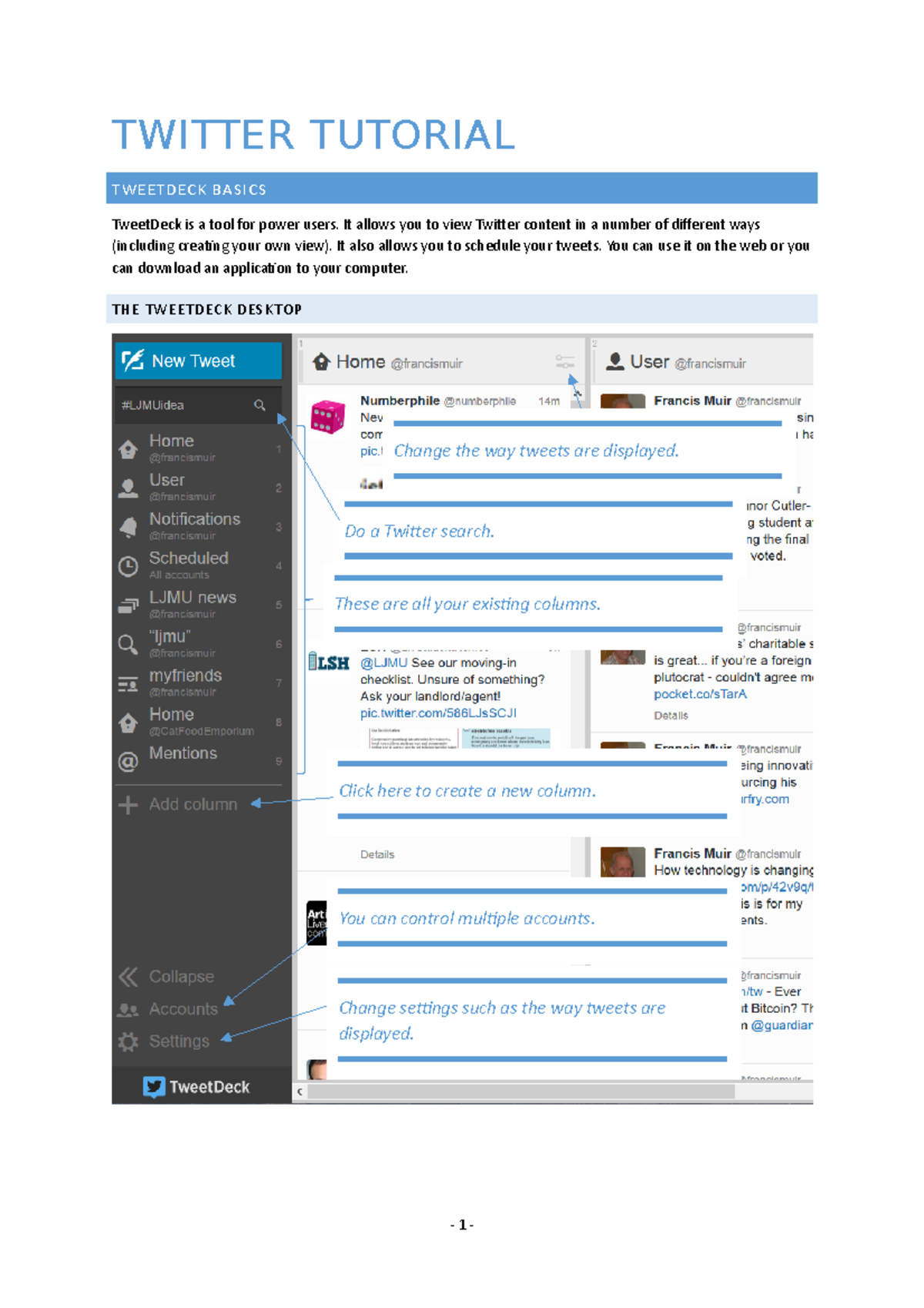 Twitter tutorial - WP - Francis Muir - TWITTER TUTORIAL TWEETDECK ...