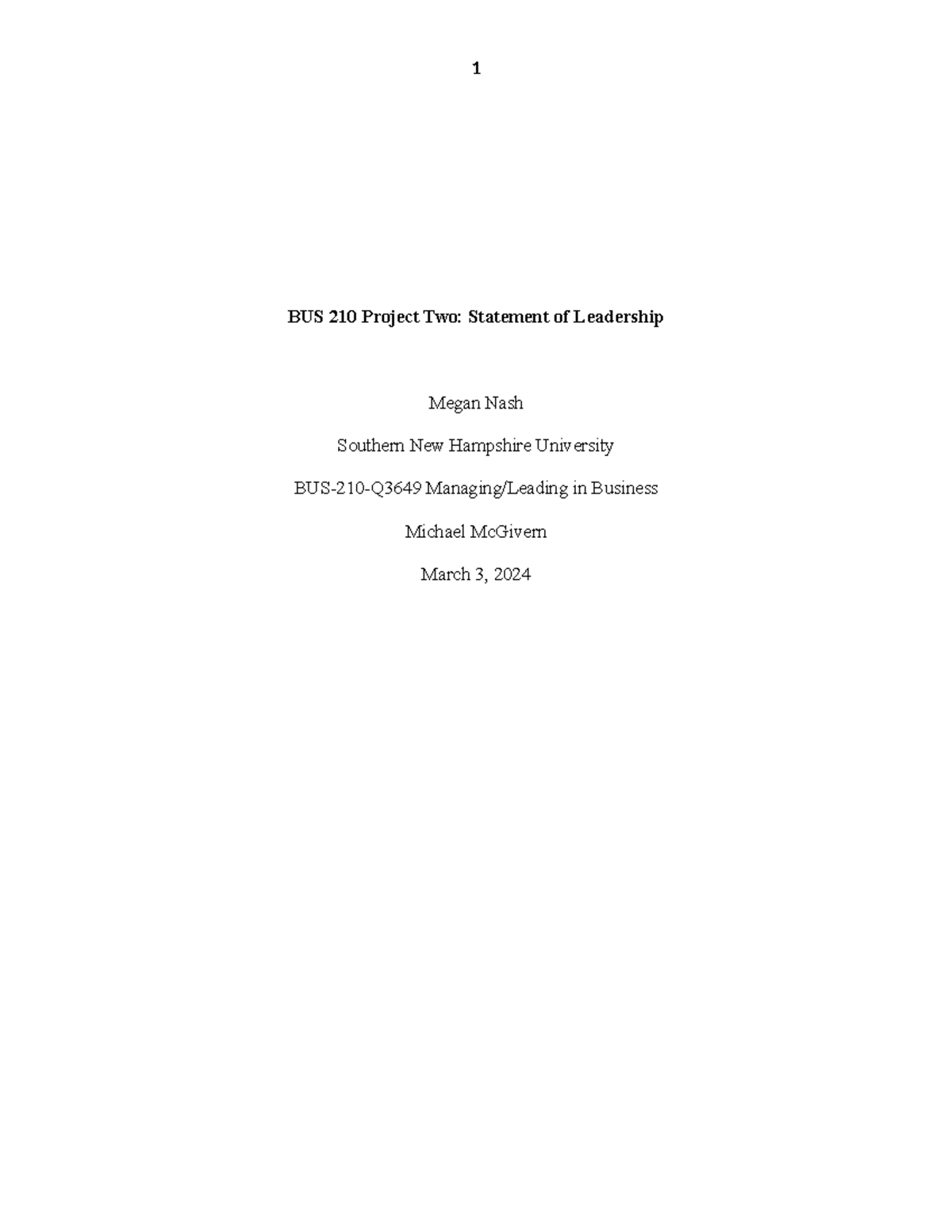 Bus 210 module 8 project two 1 bus 210 project two statement of