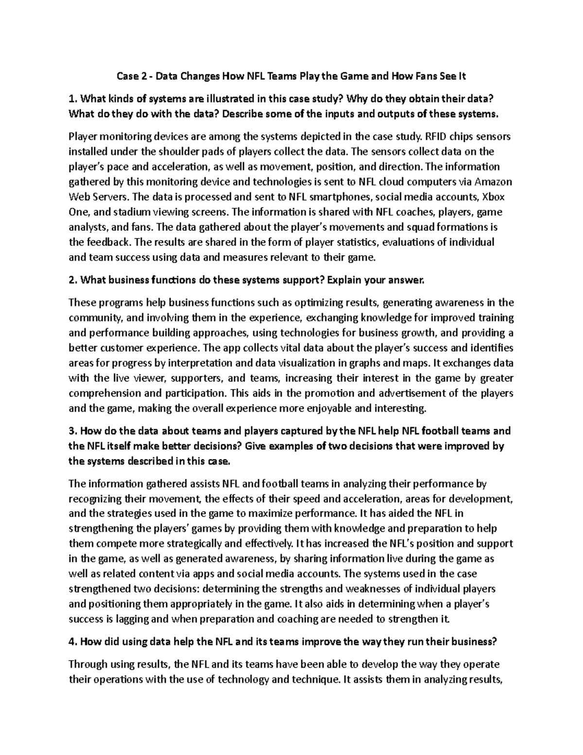 Case 2 - Mandatory Case - Case 2 - Data Changes How NFL Teams Play the ...