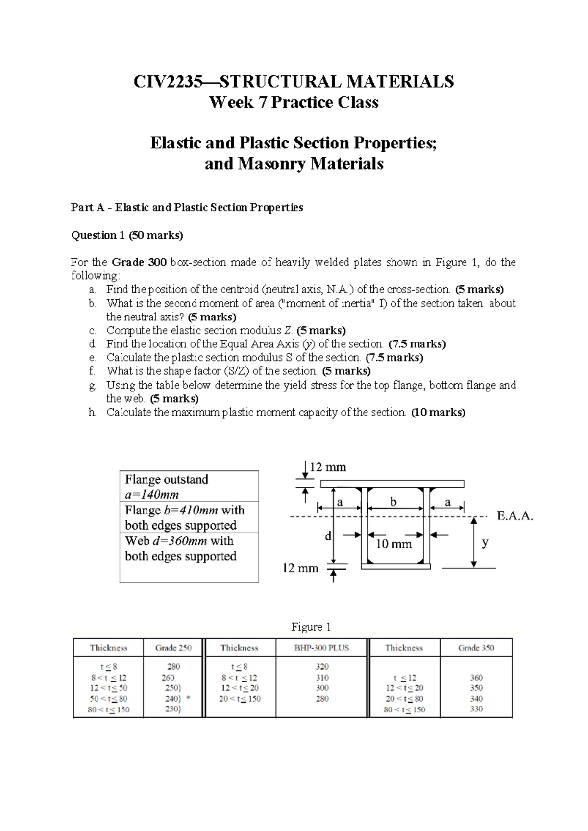CIV2235 Prac Class Week7 Section Properties 2022 - CIV2235—STRUCTURAL ...
