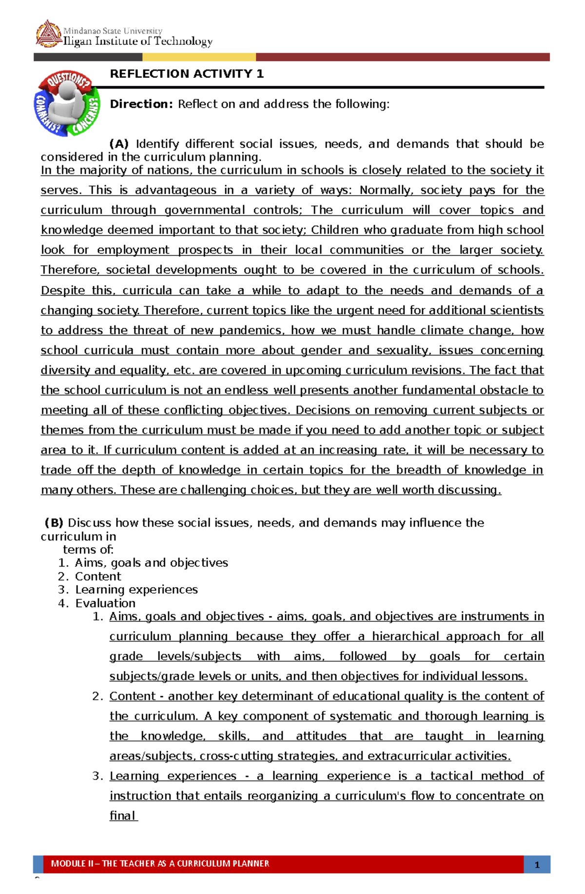 Module II Reflection Activities ( Liquido) - REFLECTION ACTIVITY 1 ...