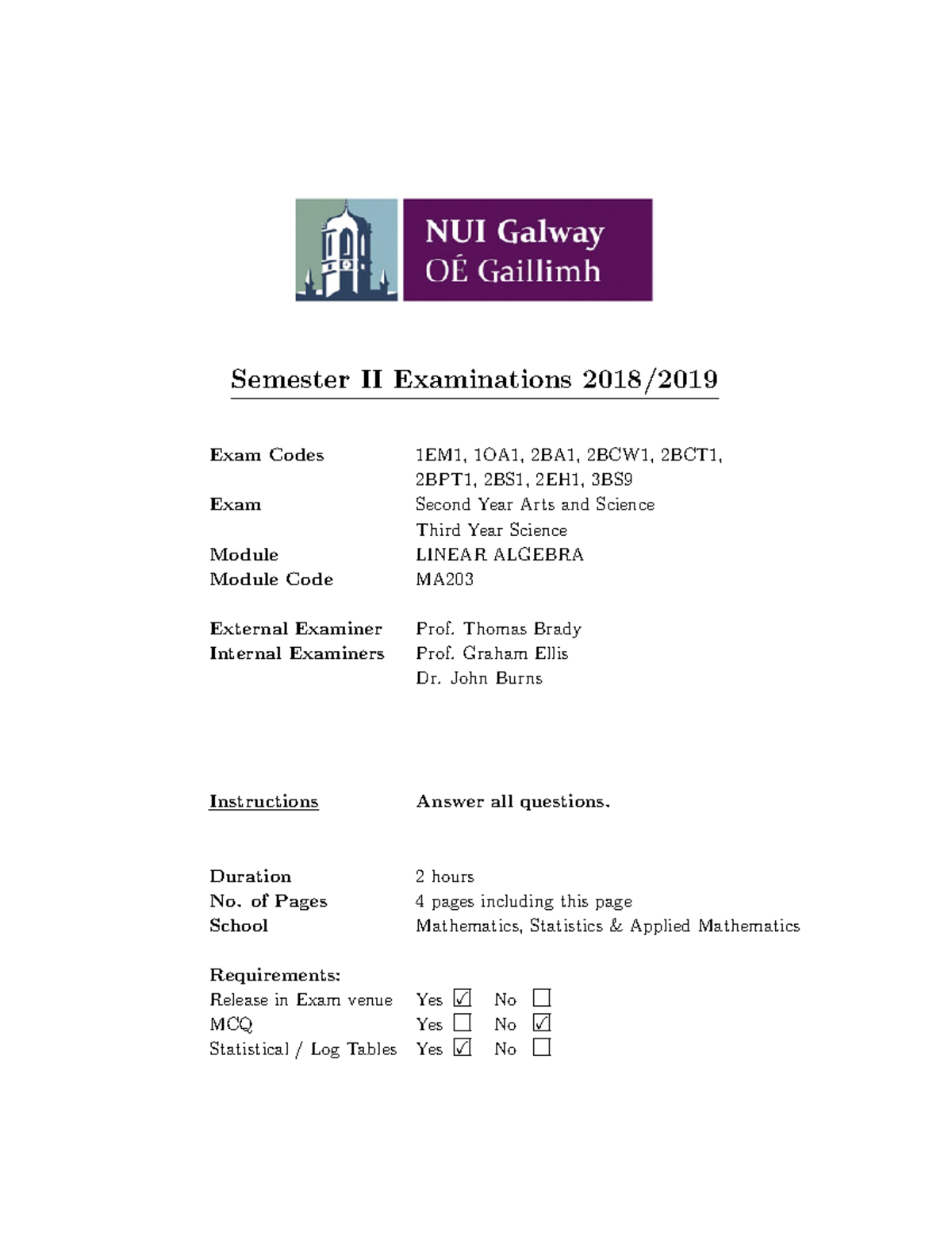 2018 2019 Ma203 1 1 2 The 2018 2019 Exam Paper Practice Materials