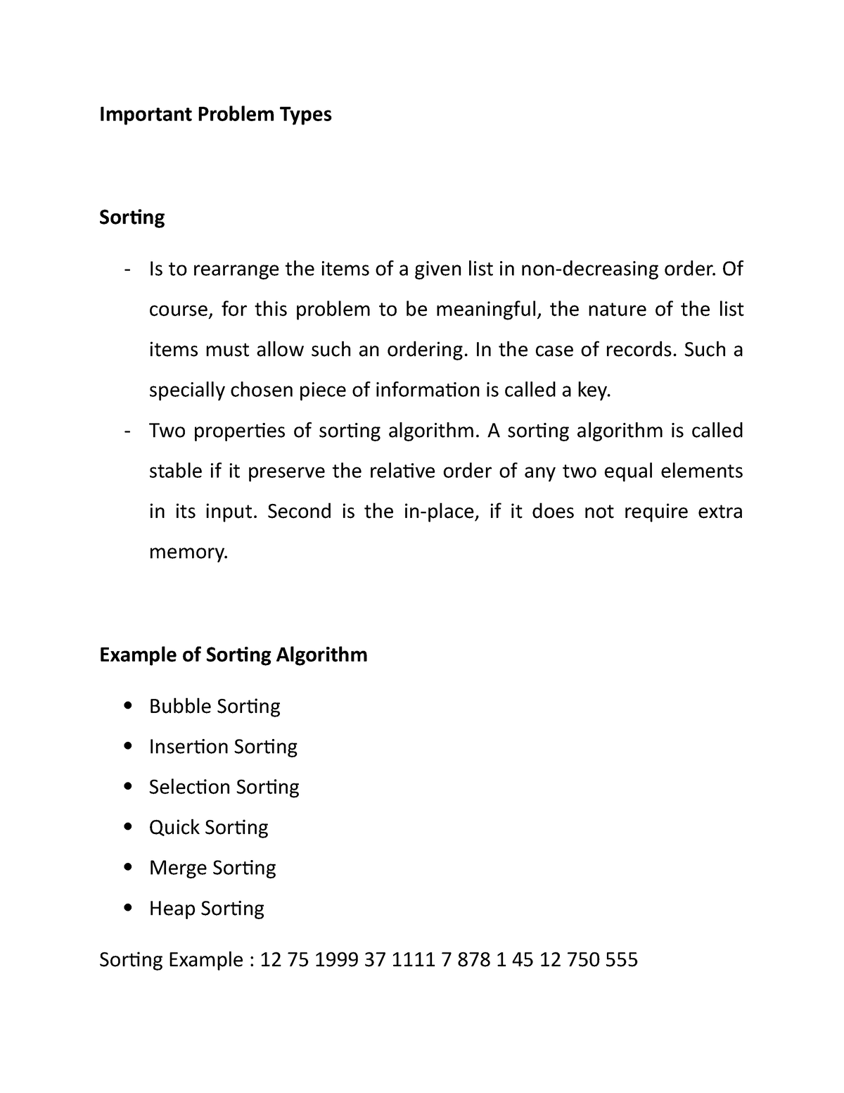 design-analysis-and-algorithm-important-problem-types-sorting-is-to