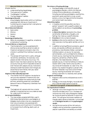 Ab PSy 1 - Abnormal psychology intro/teologies - Psychology 2025 ...