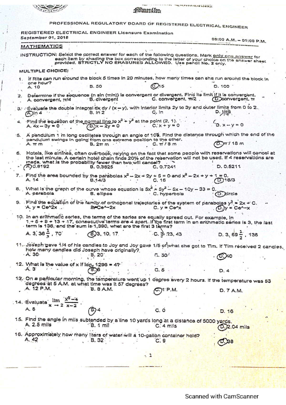 2018 mathematics board - BS in Electrical Engineering - Studocu