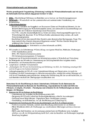 Grundlagen Der Wirtschaftsinformatik Oth Regensburg Studocu