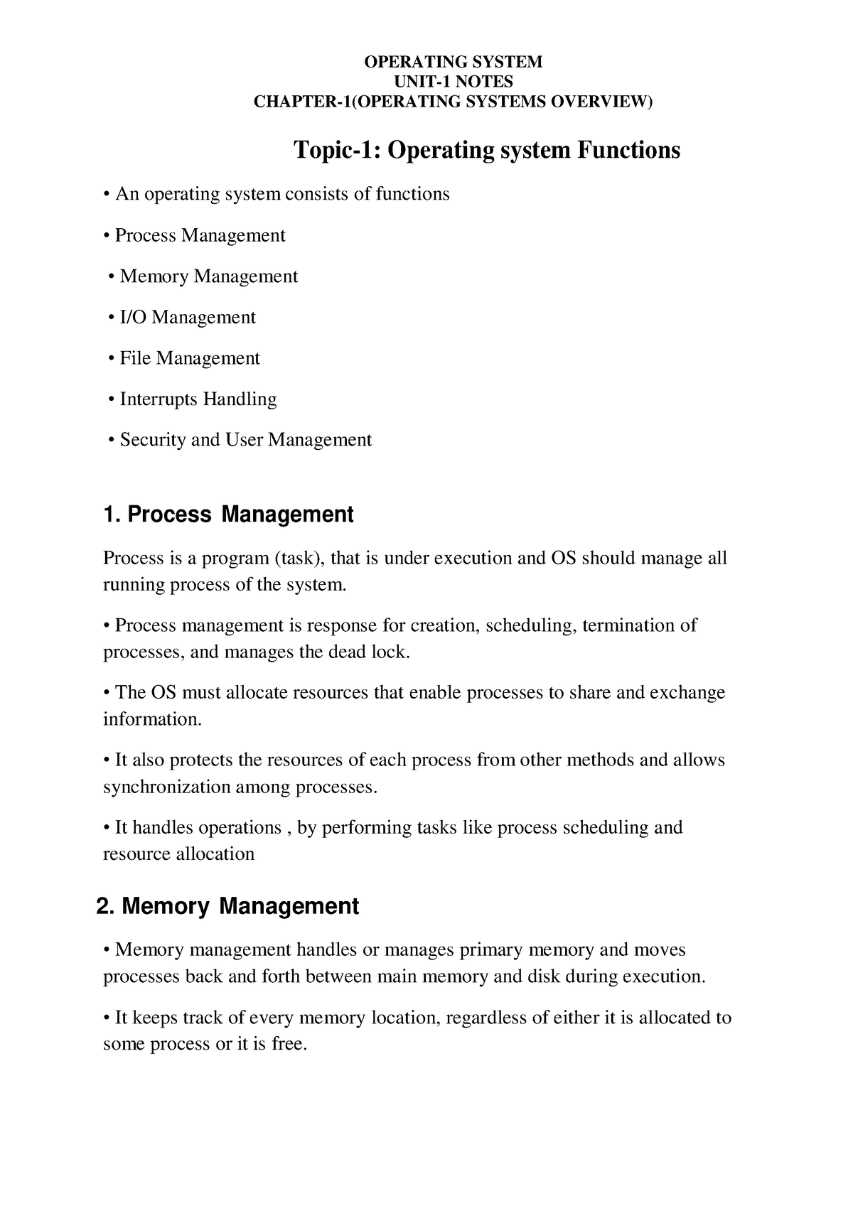 OS Unit-1(chapter-1) - Notes - UNIT-1 NOTES CHAPTER-1(OPERATING SYSTEMS ...