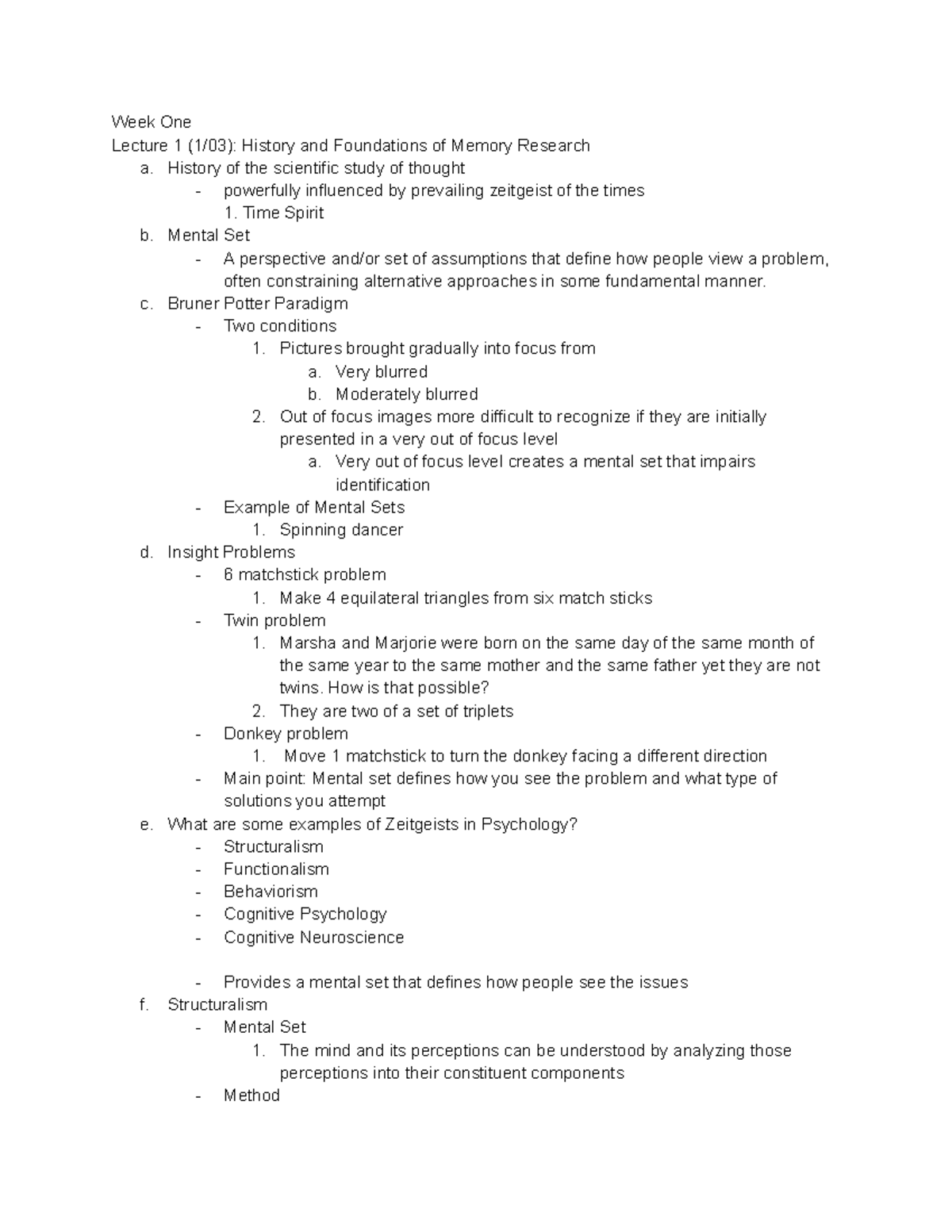 PSY 117 Lecture 1 - This was taken Fall 2021 - Week One Lecture 1 (1/03 ...