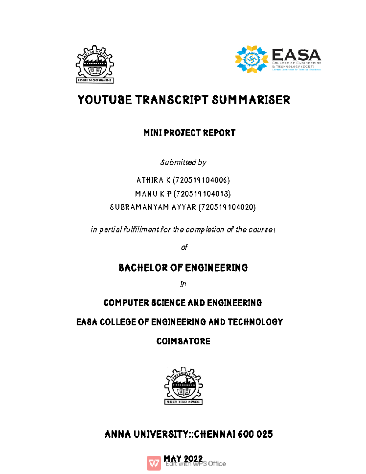 You Tube Transcript Summarizer - YOUTUBE TRANSCRIPT SUMMARISER MINI ...