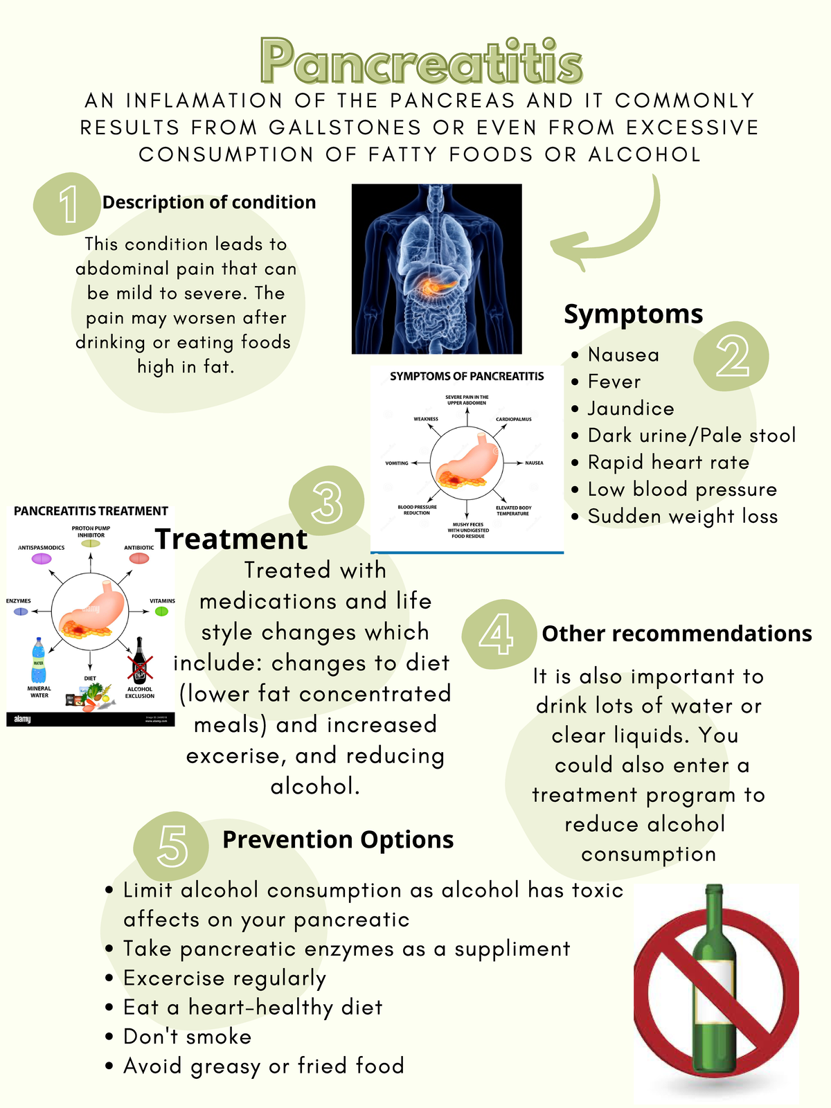 Pancreatitis 1 2 3 4 5 Nausea Fever Jaundice Dark urine/Pale stool