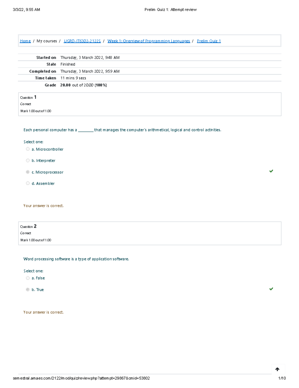 Intergrative Programming and Technology 1 QUIZ 1 - Home/My courses ...