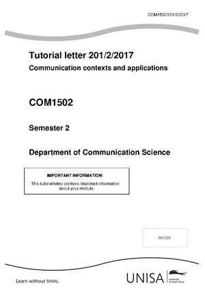 COM1502 2016 6 E 1 - Communication contents and applications exam ...