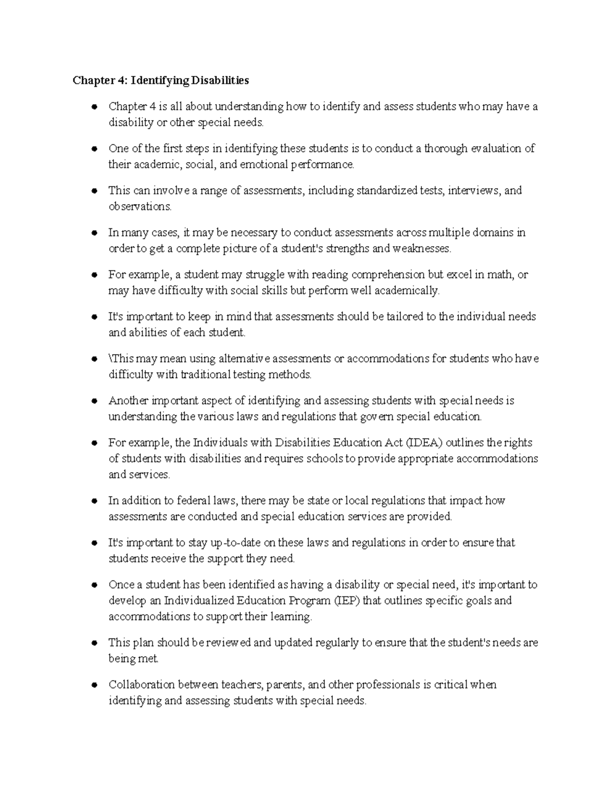SPED 117 Chapter 4 - SPED 117 Notes for CH 4 - Chapter 4: Identifying ...