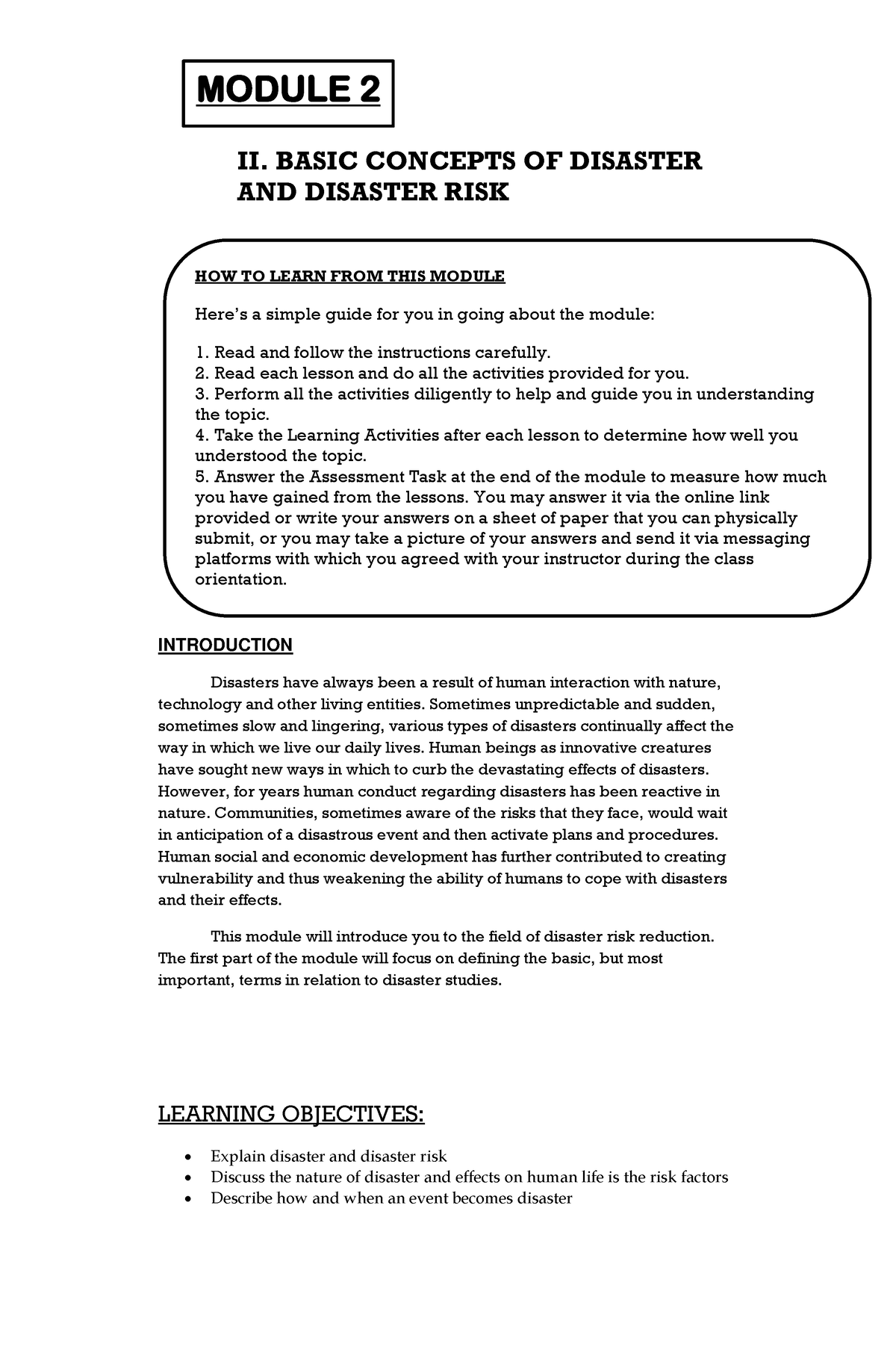 Module 2 And 3 - Vulnerability And Hazzard - II. BASIC CONCEPTS OF ...