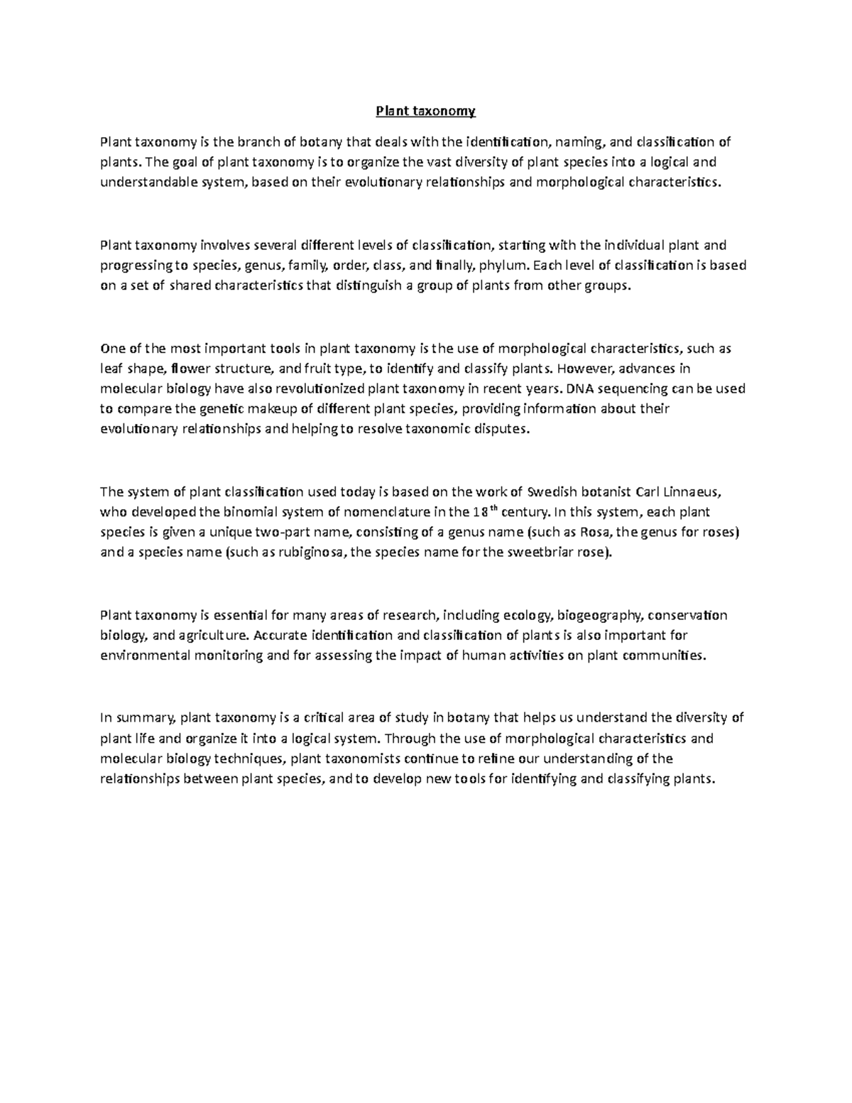 Plant taxonomy Plant taxonomy Plant taxonomy is the branch of botany