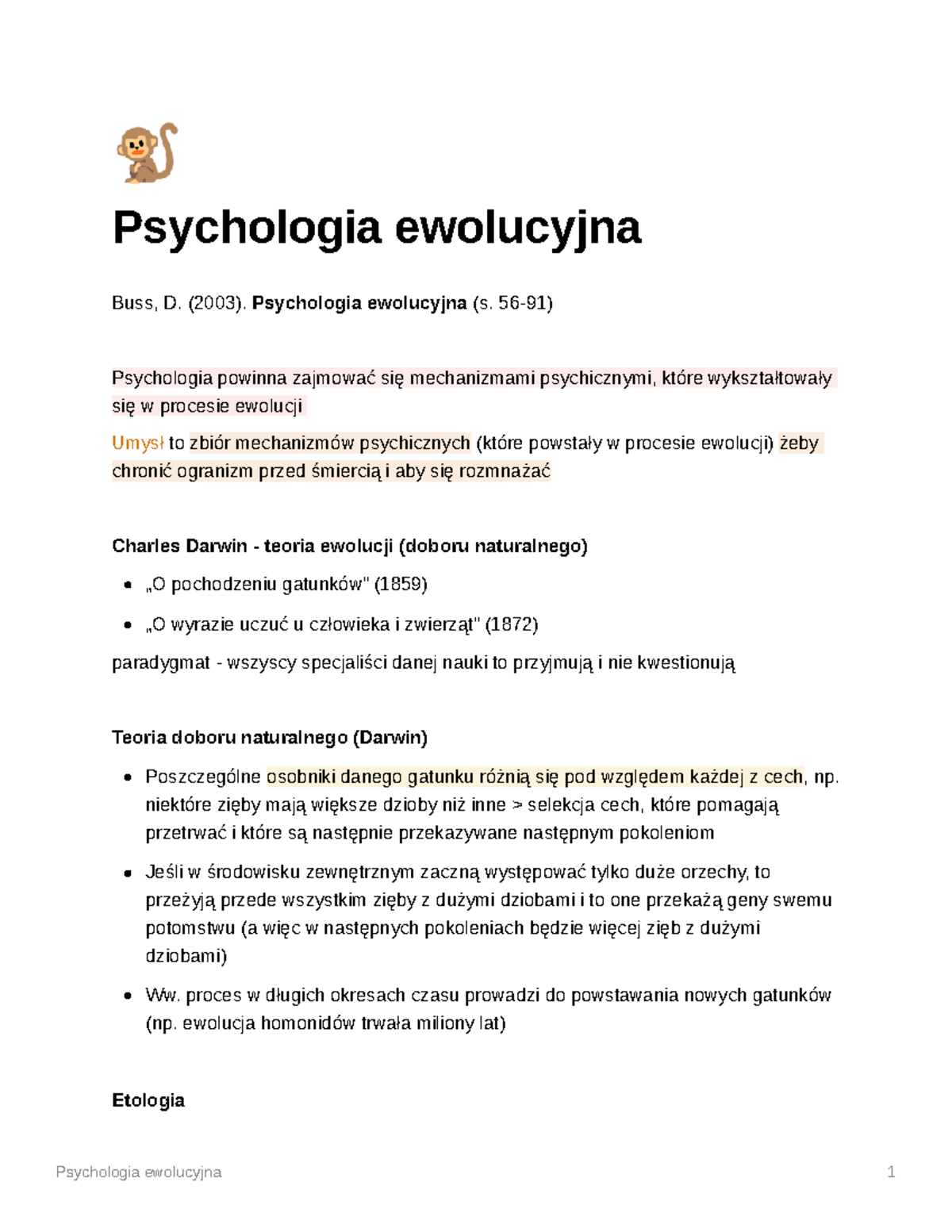 Psychologia ewolucyjna - ÿ Psychologia ewolucyjna Buss, D. (2003