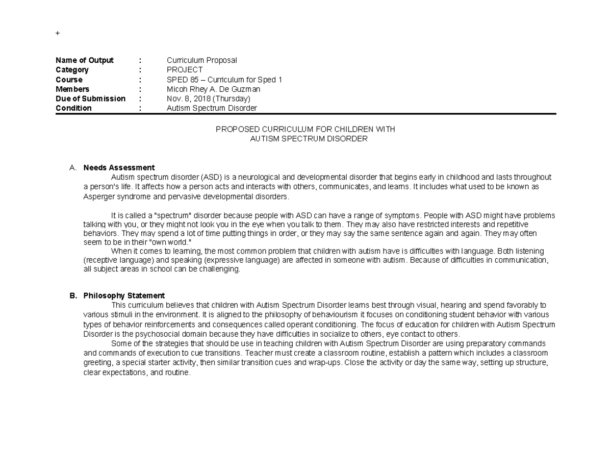 Curri - Name of Output : Curriculum Proposal Category : PROJECT Course ...