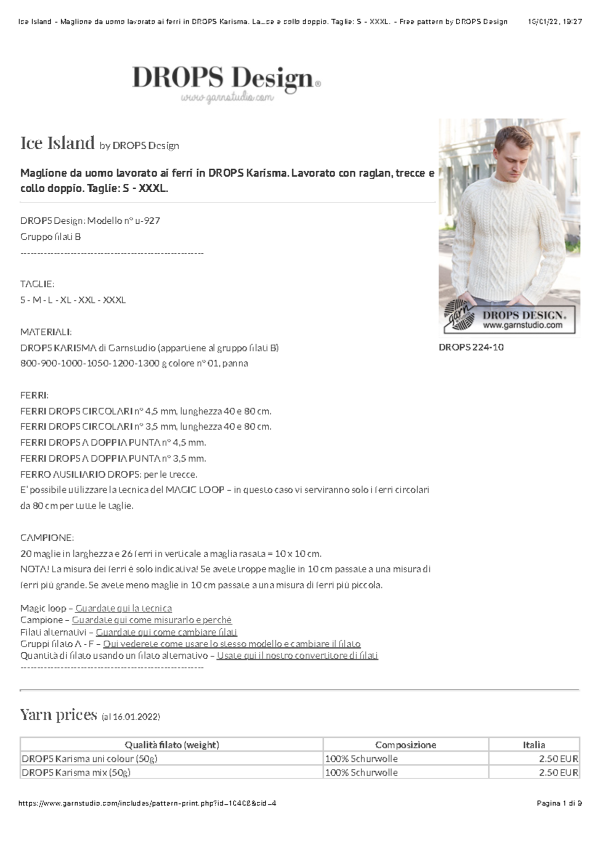 Maglione uomo a lana - Ice Island by DROPS Design Maglione da uomo lavorato ai  ferri in DROPS - StuDocu