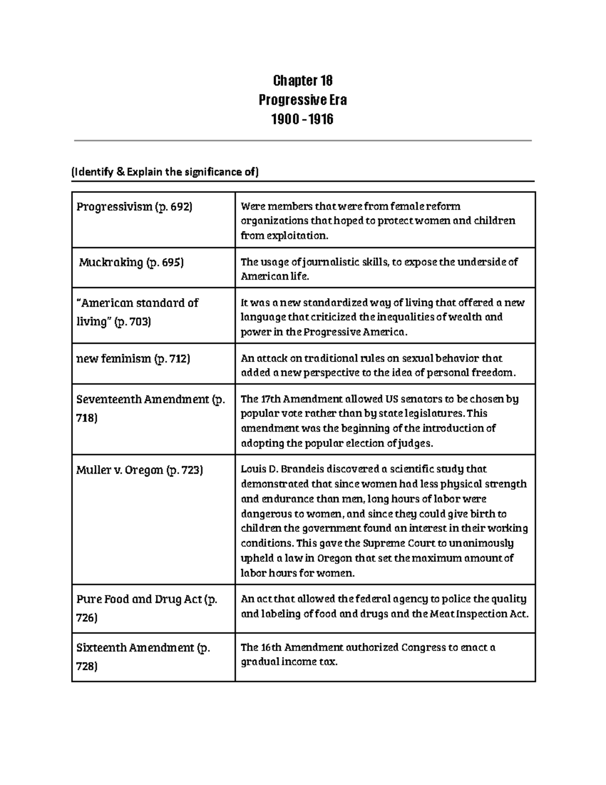 Chapter 18 - Progressive Era - Chapter 18 Progressive Era 1900 - 1916 ...