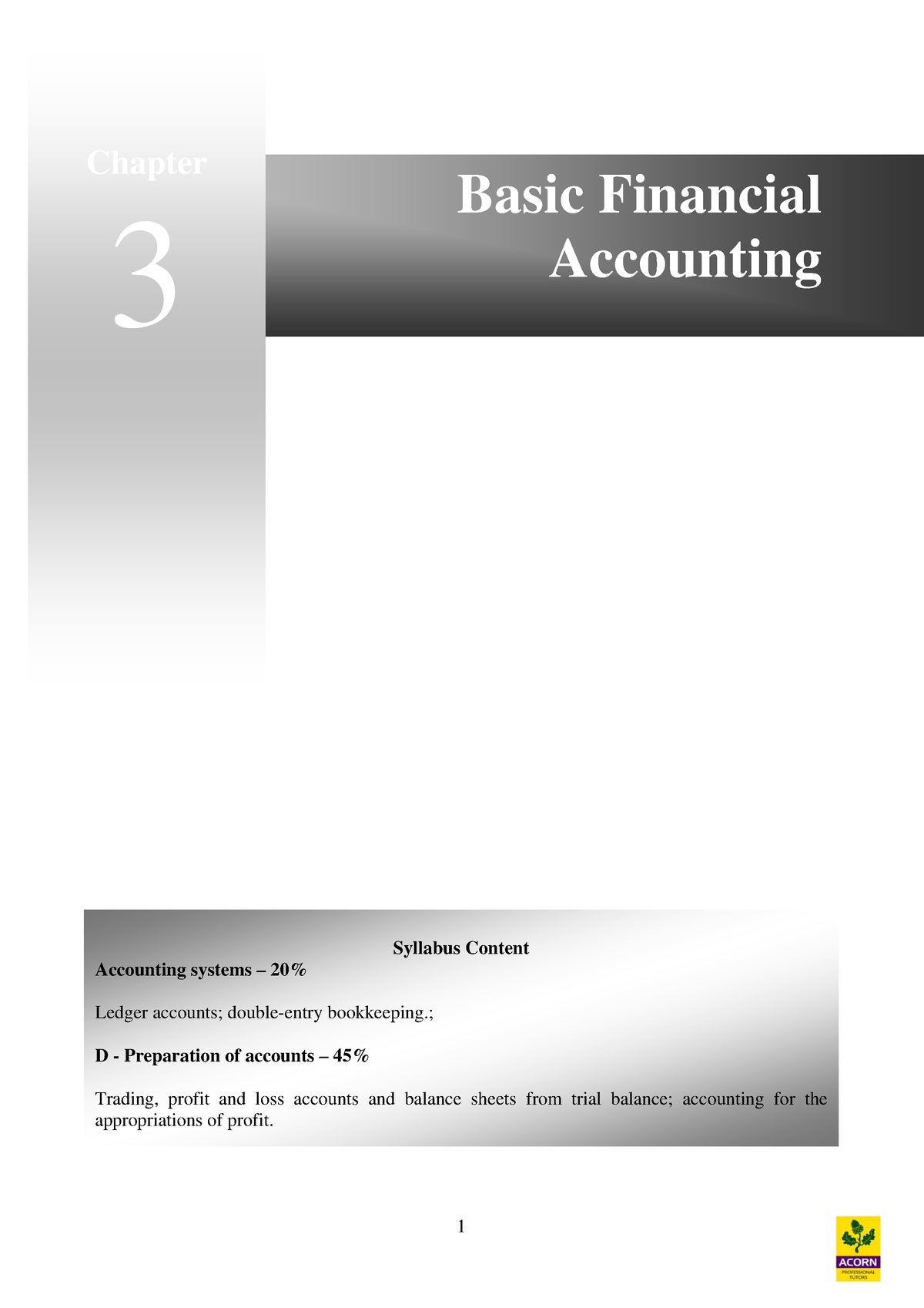 Basic Of Financial Accounting - Chapter 3 Basic Financial Accounting ...