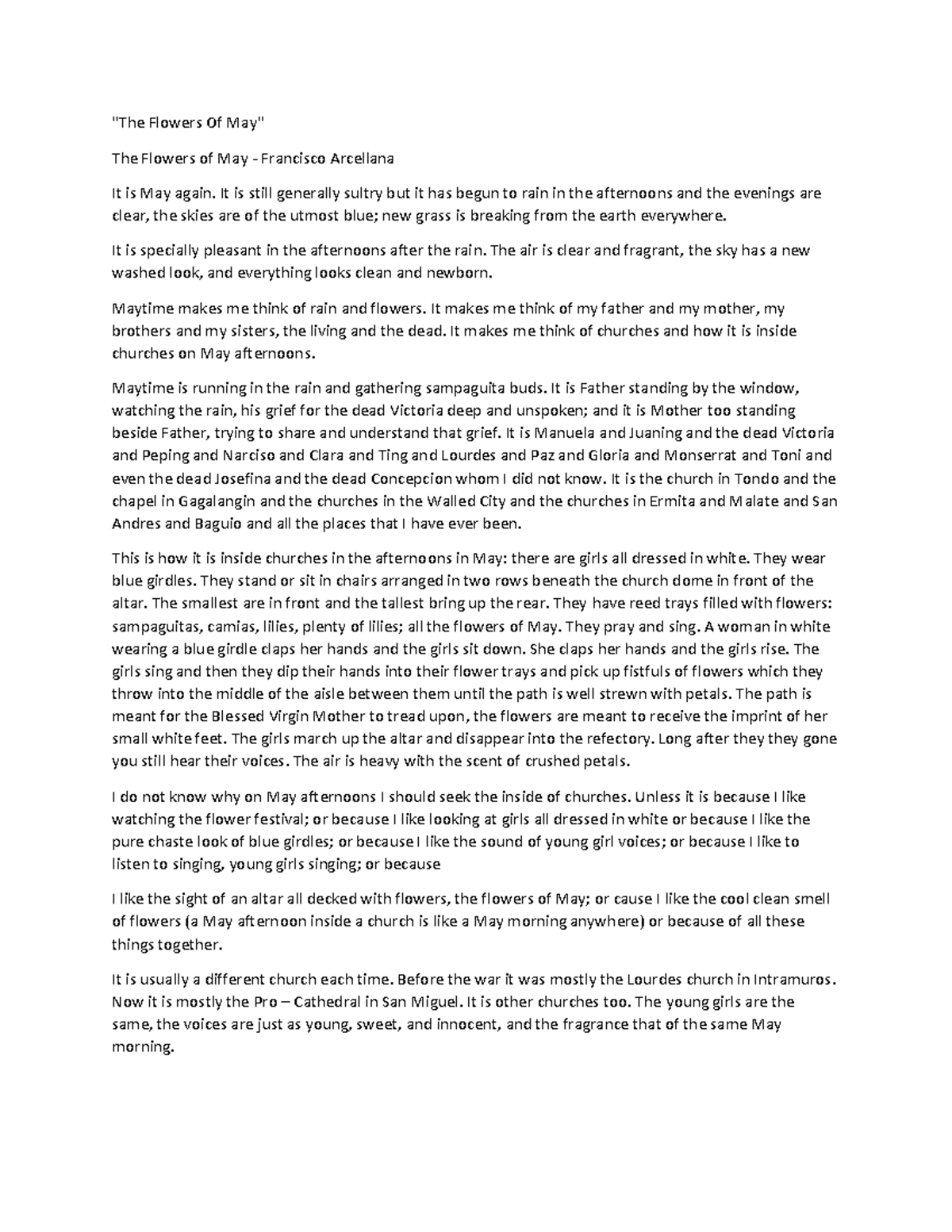 The Flowers Of May a poem sampler "The Flowers Of May" The Flowers