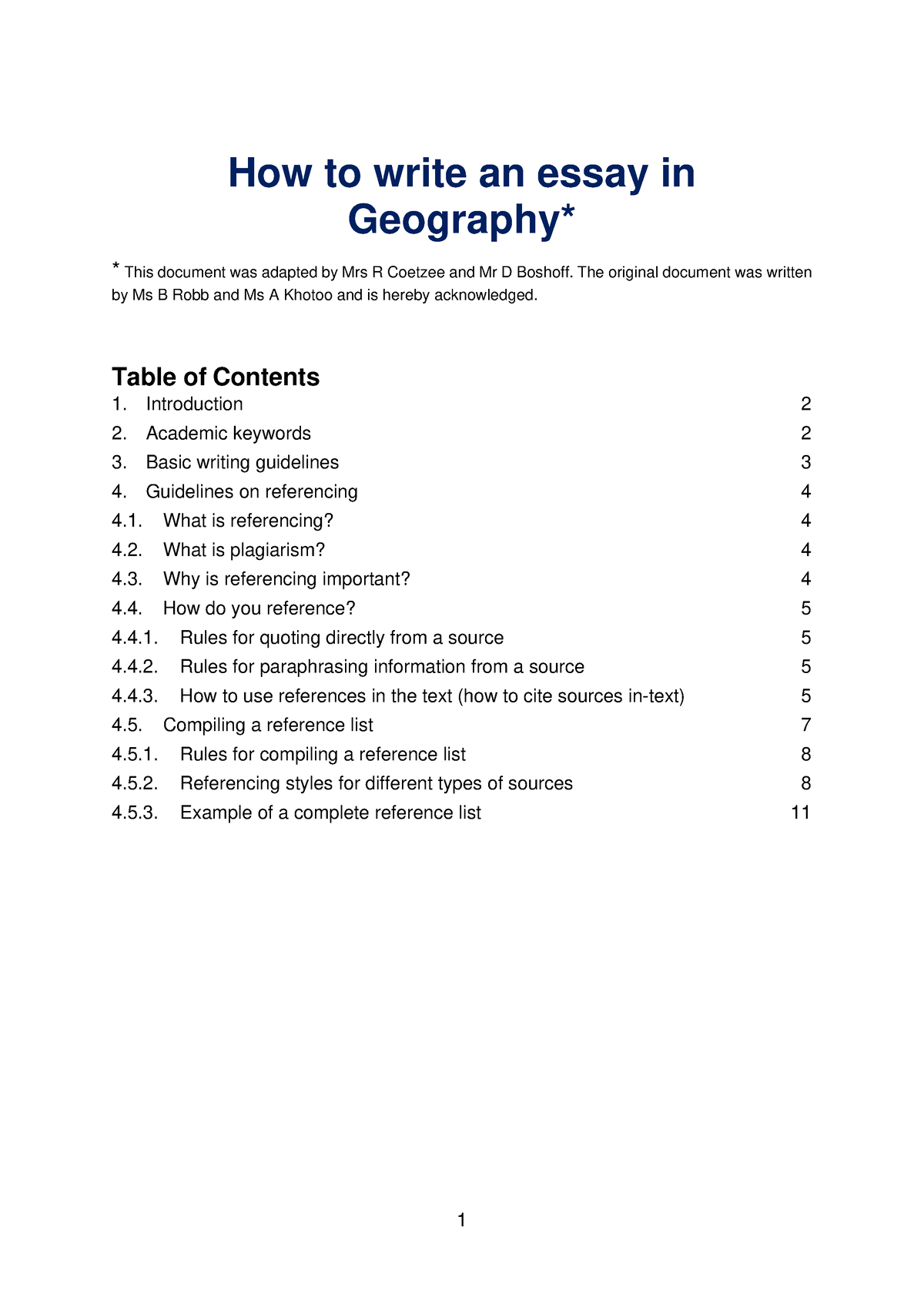 geography essay waec