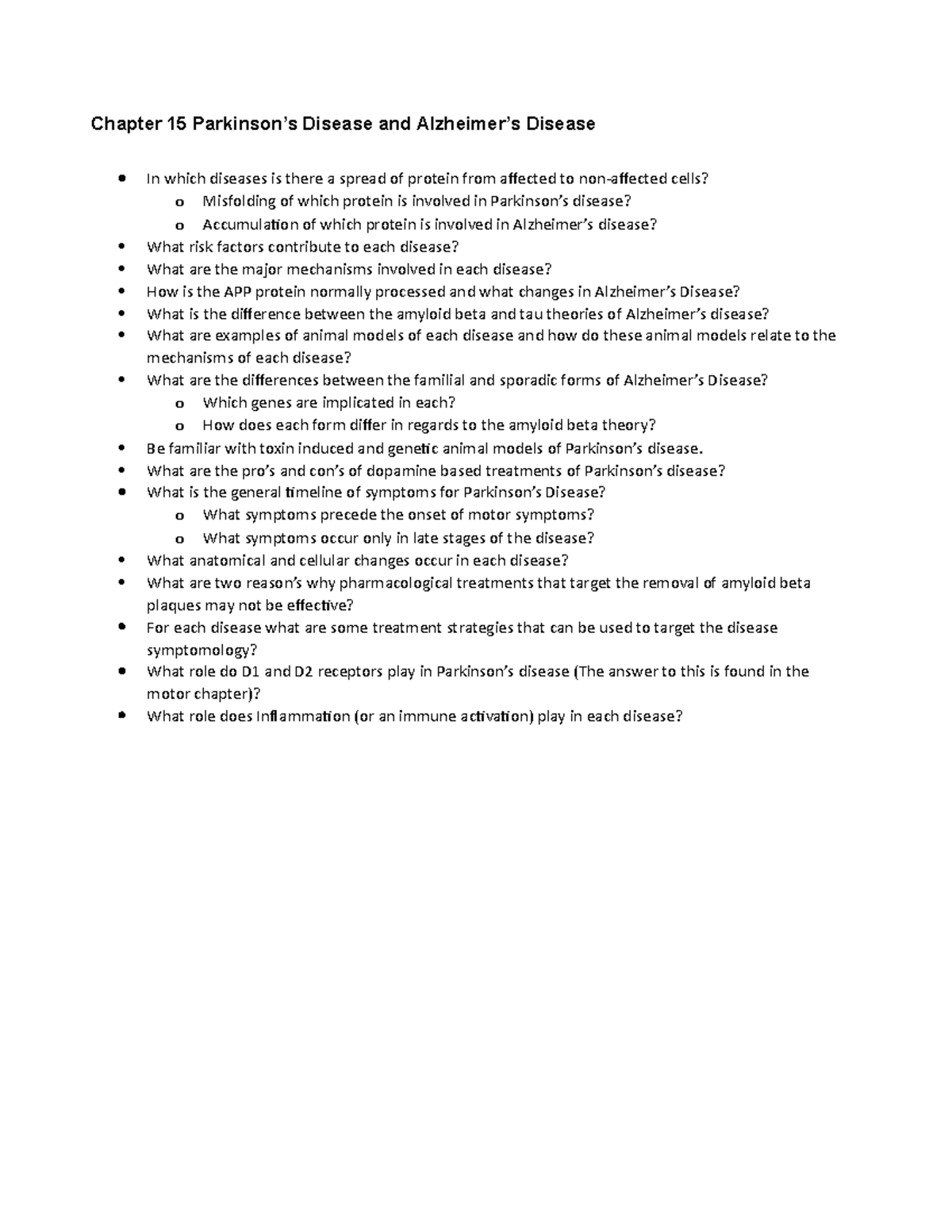 Questions to Help You Study Quiz Chapter 151 Chapter 15 Parkinson’s