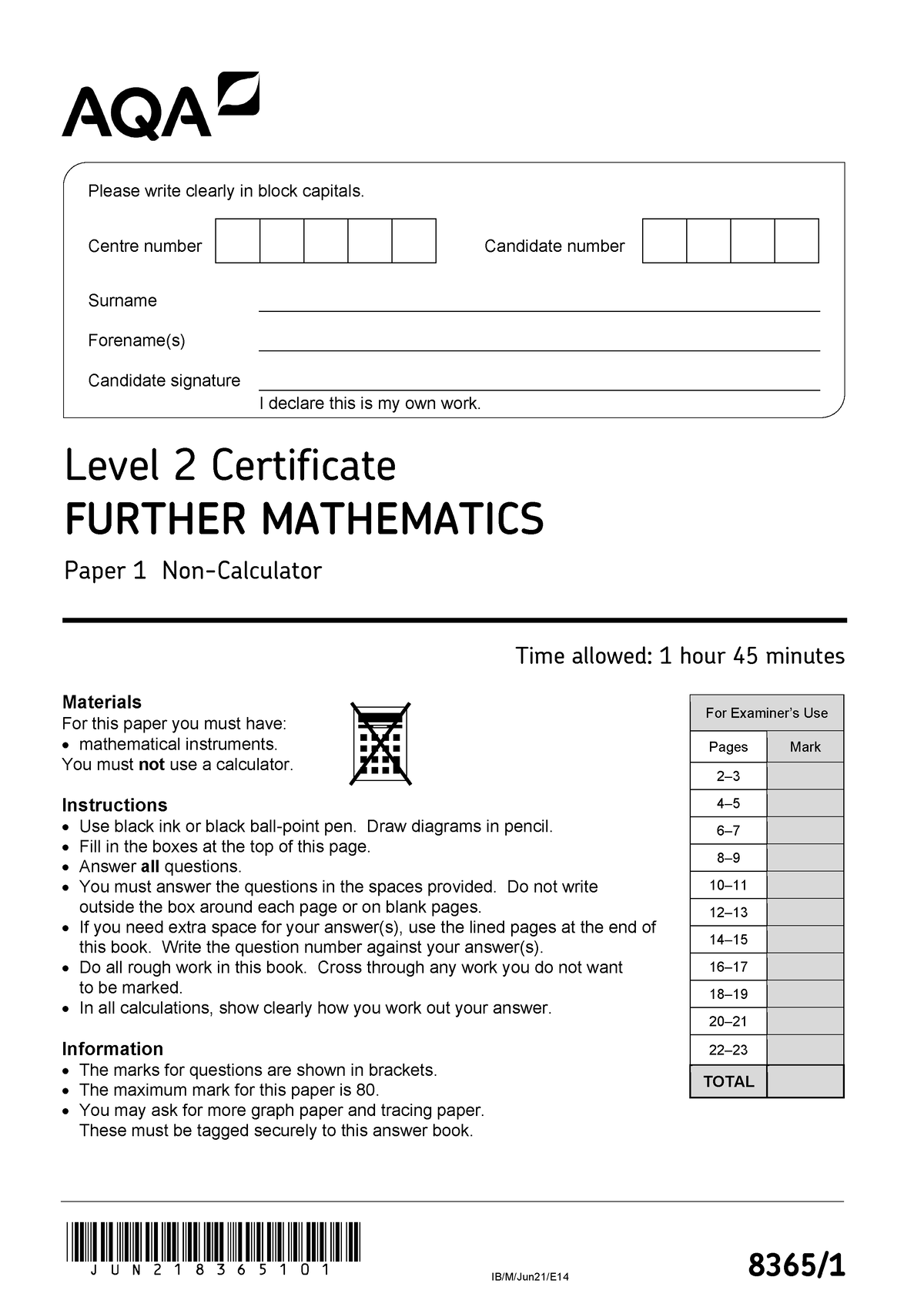 FM Nov 21 Paper 1 - JUN218365101 IB/M/Jun21/E1 4 8365/ For Examiner’s ...