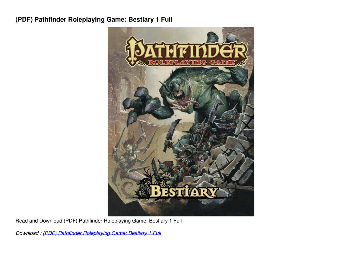 (PDF) Pathfinder Roleplaying Game: Bestiary 1 Full - Studocu