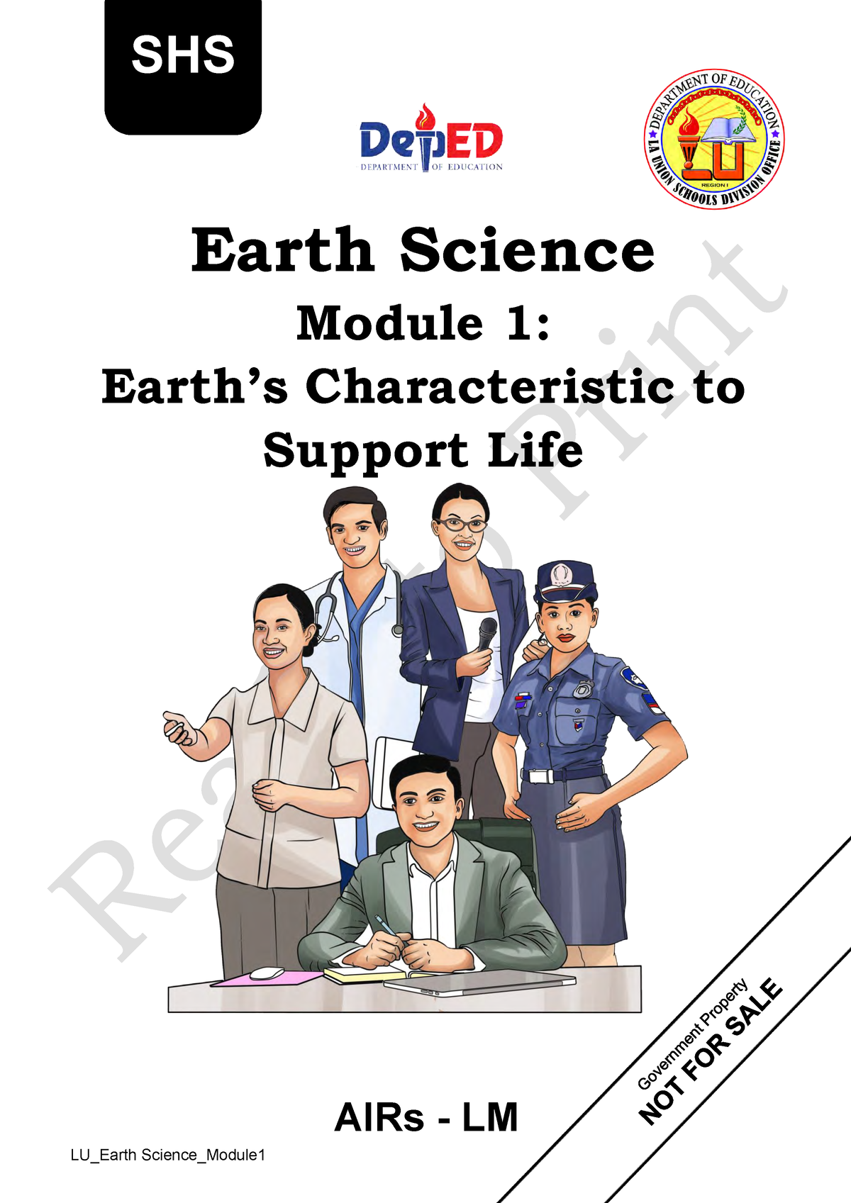 Es Q1 Mod1 Earth Science Shs Earth Science Module 1 Earths Characteristic To Support Life 6255