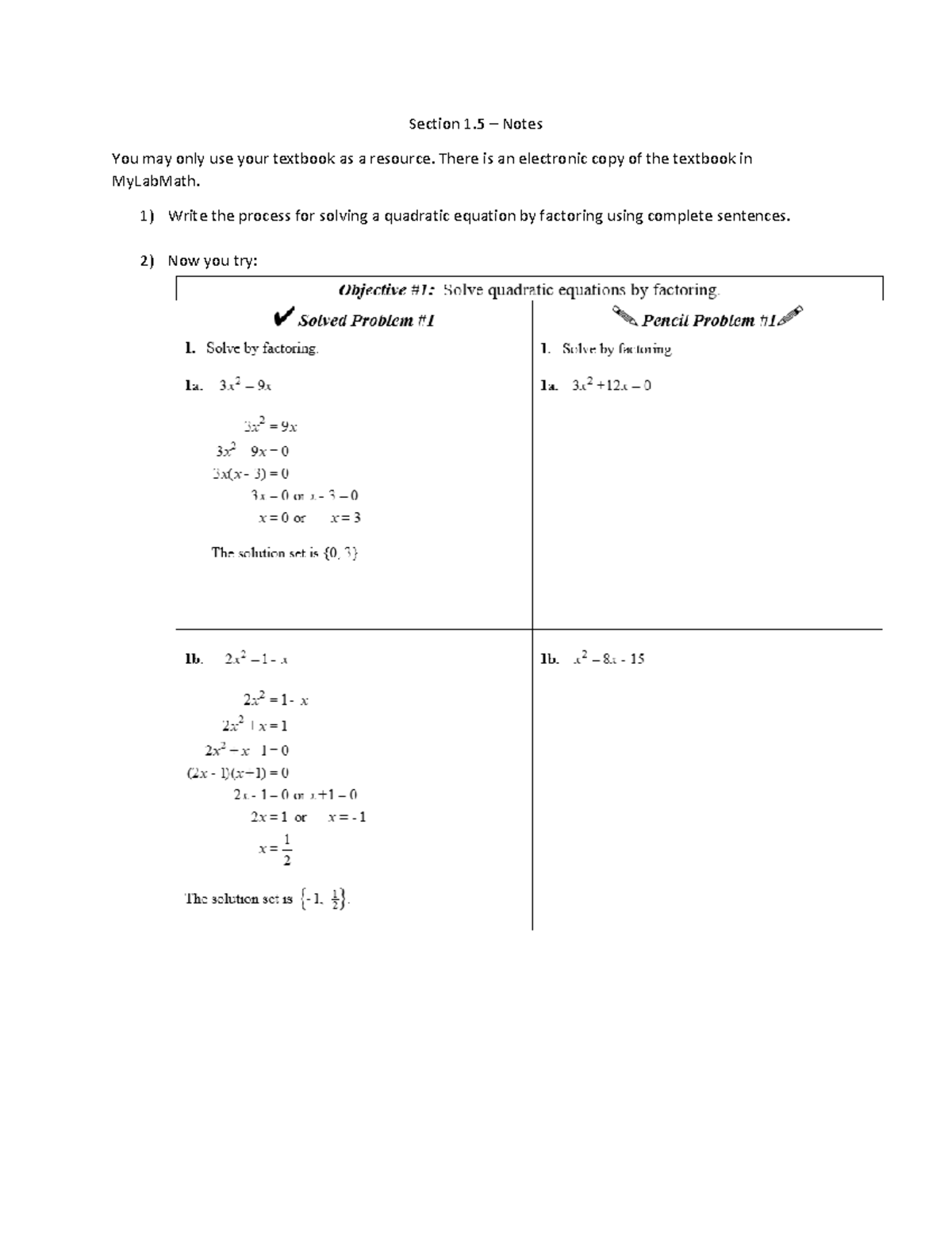 Section 1.5 - Notes - Note 1.5 math 165 - MATH 160 - Section 1 – Notes ...