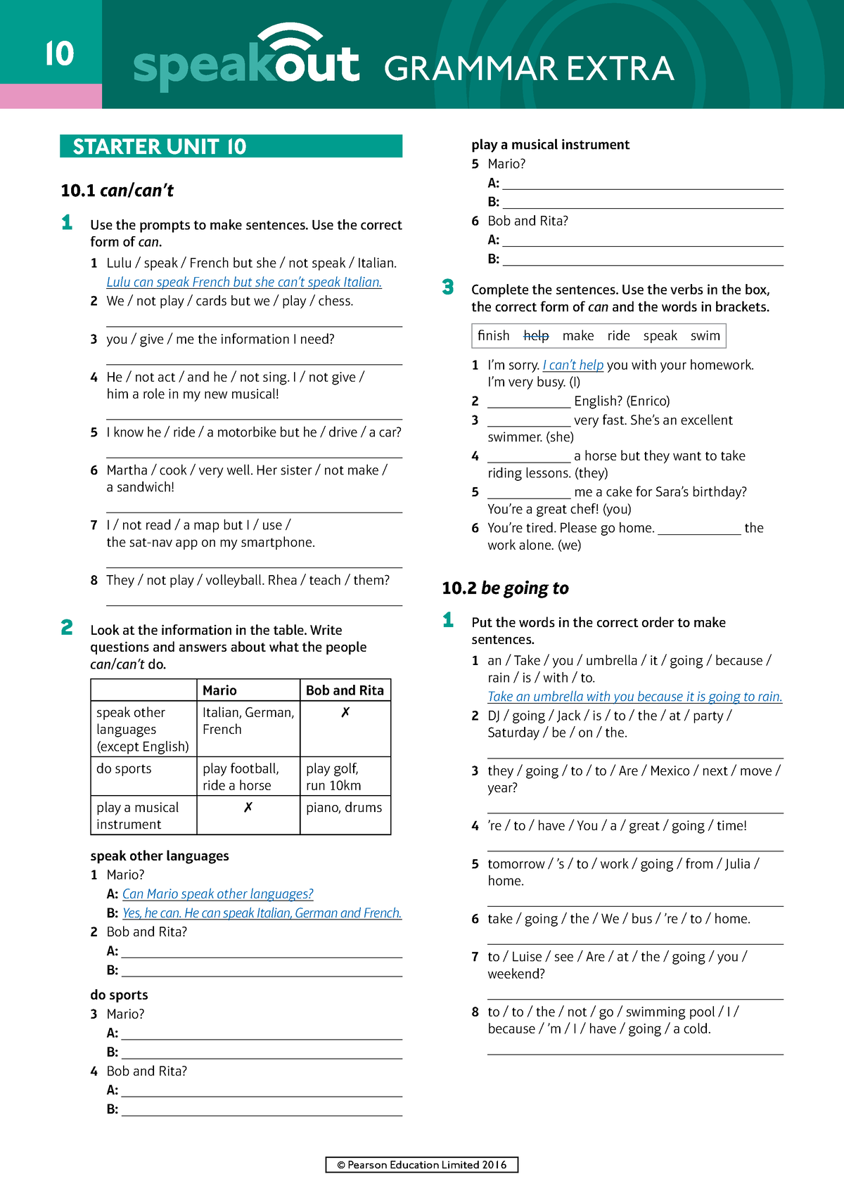 Speakout Grammar Extra Starter Unit 10 - 10 © Pearson Education Limited ...