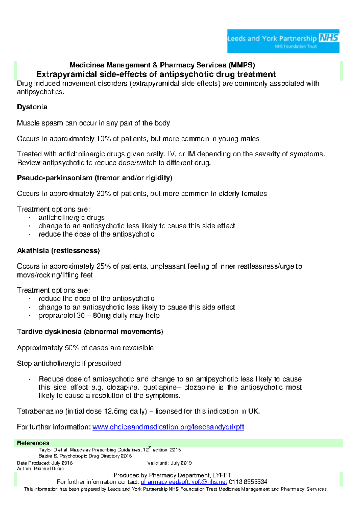 Lypft EPSE - Study guide - Medicines Management & Pharmacy Services ...
