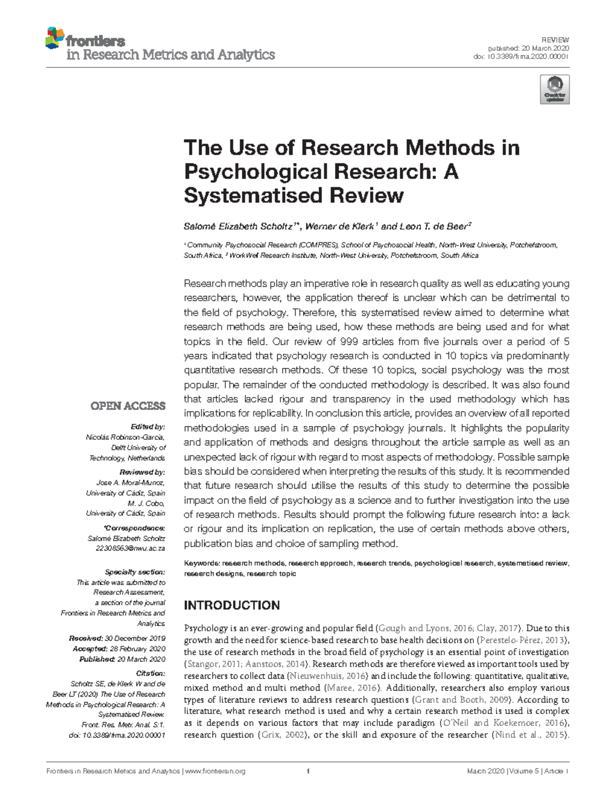 Text - The Use of Research Methods in Psychological Research - REVIEW ...
