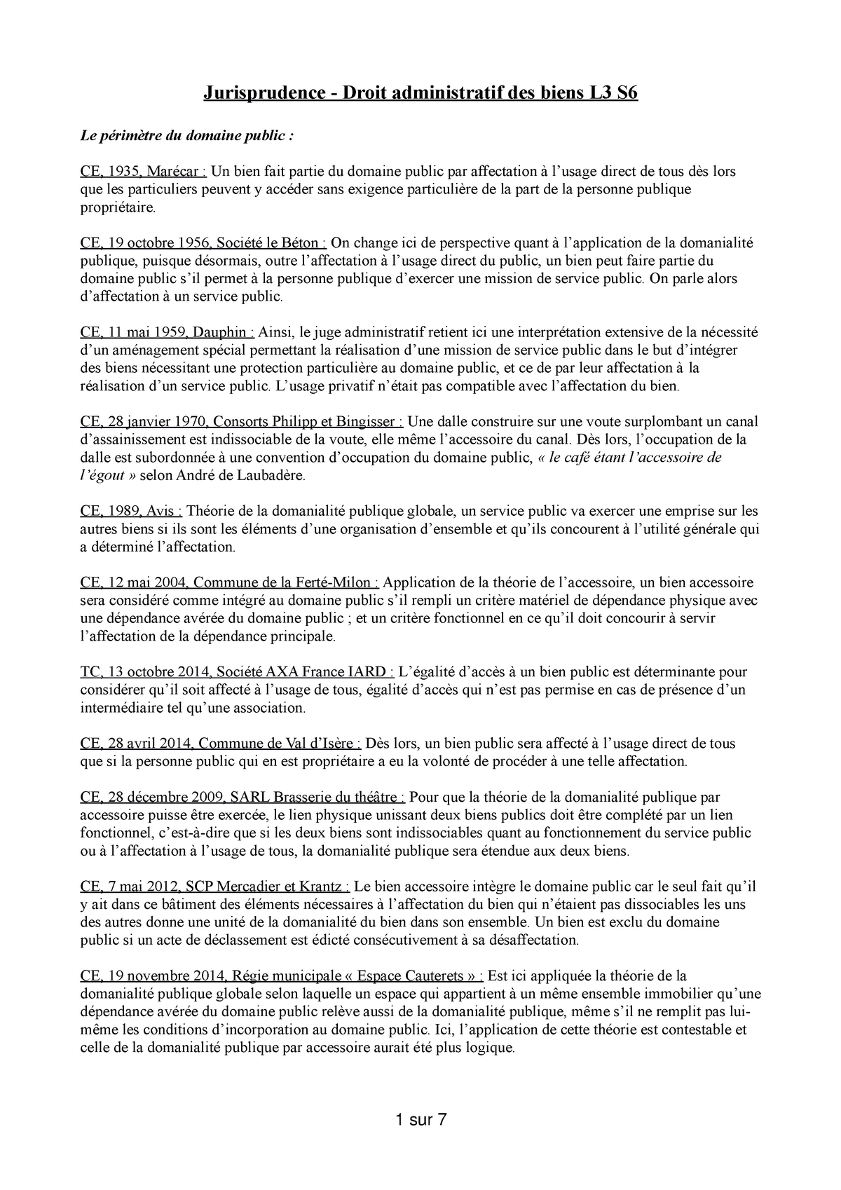 Jurisprudence Droit administratif L3 S6  Jurisprudence  Droit