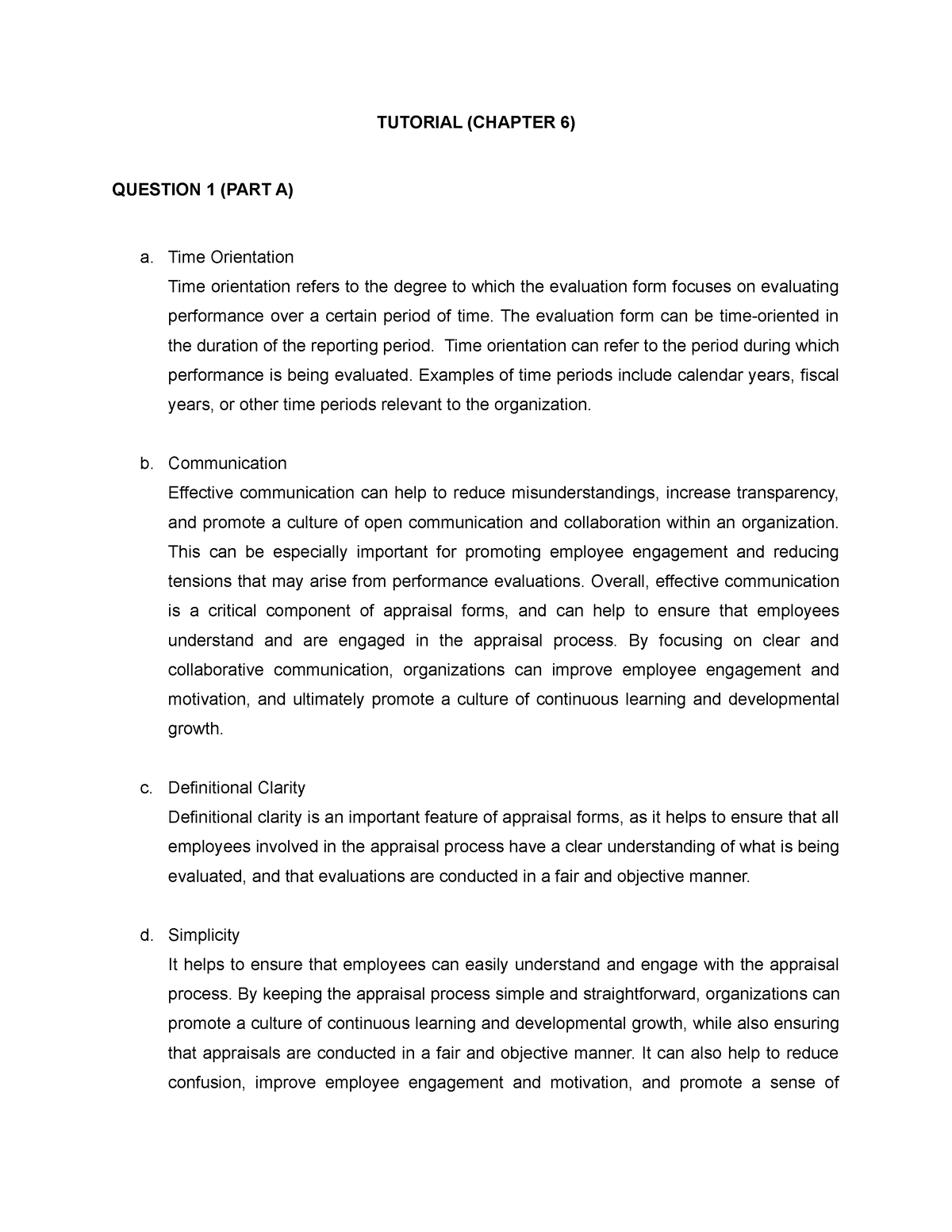 Tutorial HRM3183 ( Chapter 6) - TUTORIAL (CHAPTER 6) QUESTION 1 (PART A ...