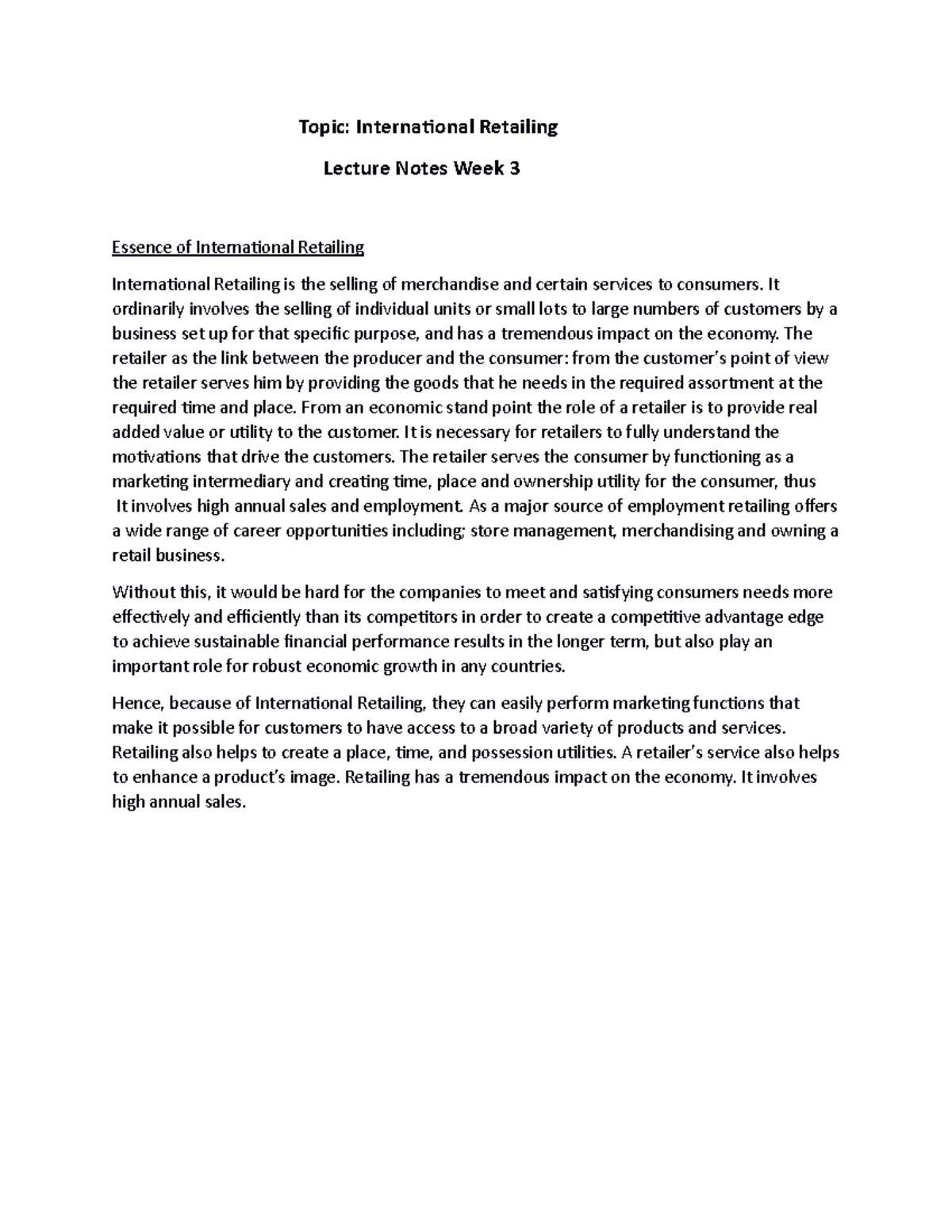 Document 109 - This lecture notes is for you - Topic: International ...