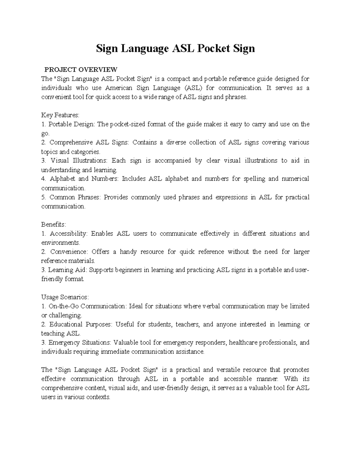 SignLanguage G3 HCIWPSOffice Sign Language ASL Pocket Sign PROJECT