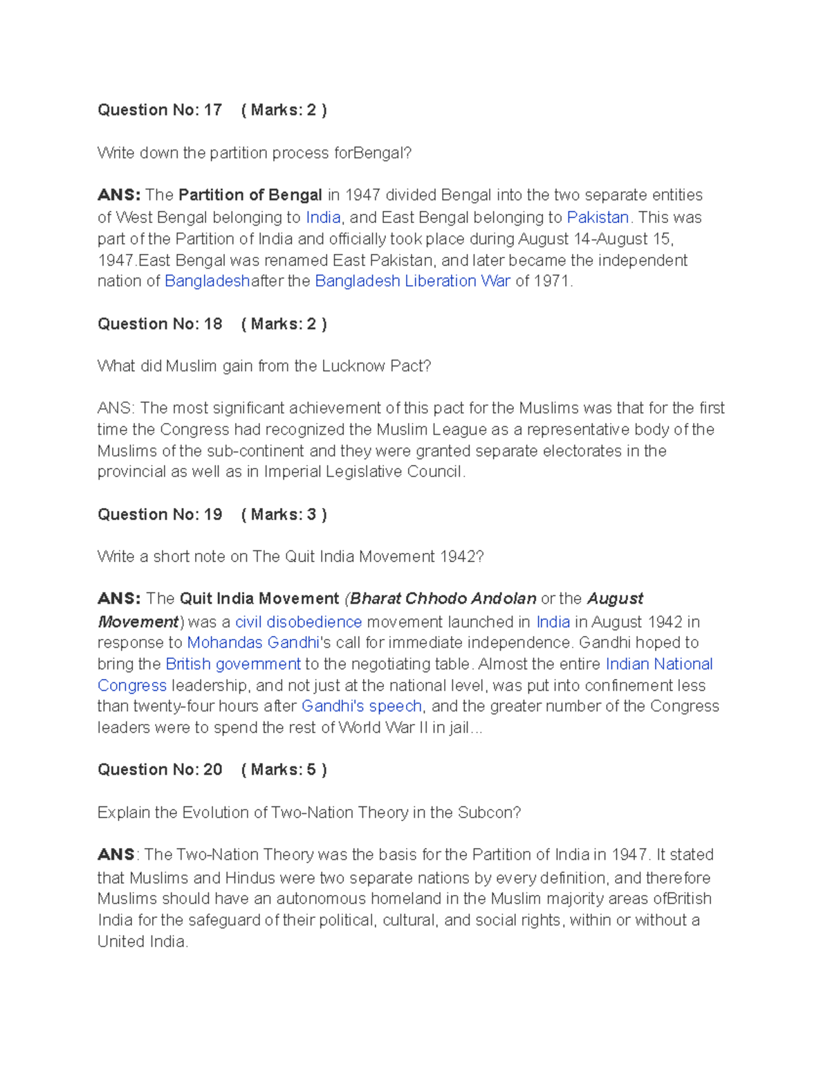 Pak301 Short and long questions - Question No: 17 ( Marks: 2 ) Write ...
