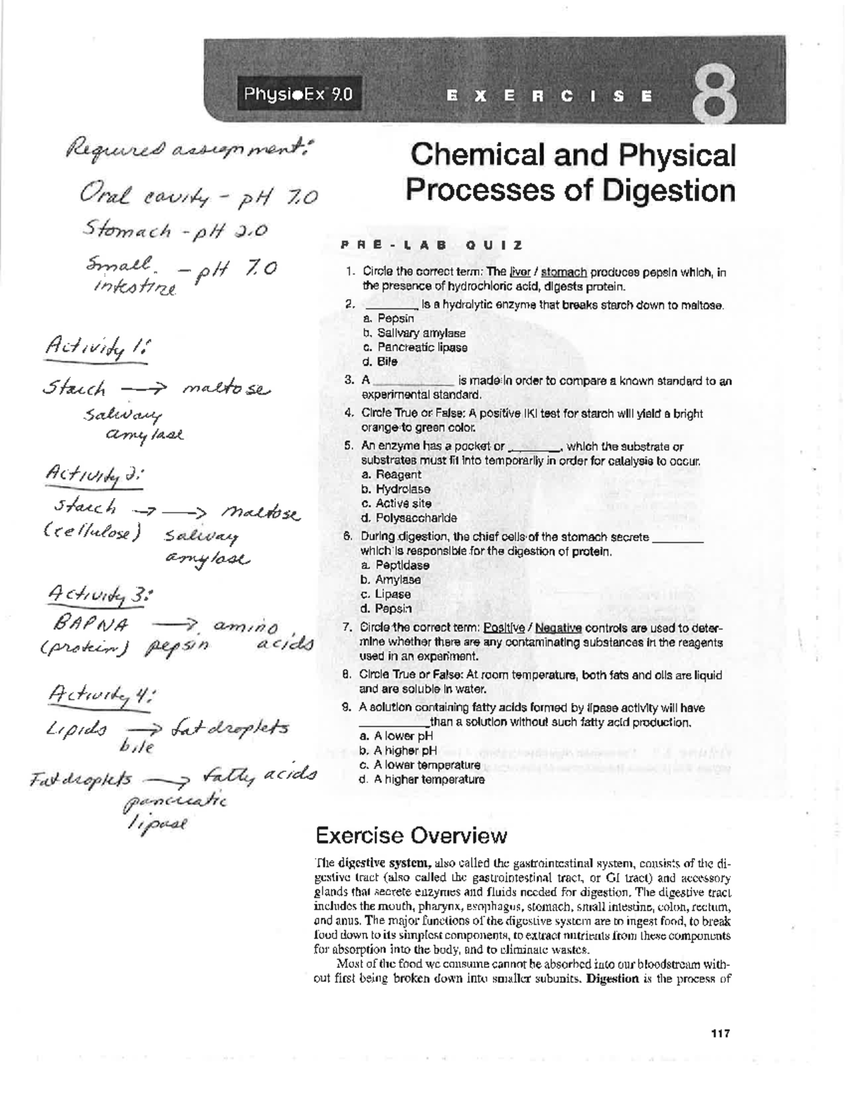 Required Physio Ex 9.0 Exercise 8 Lab - Chemical and Physical Processes ...